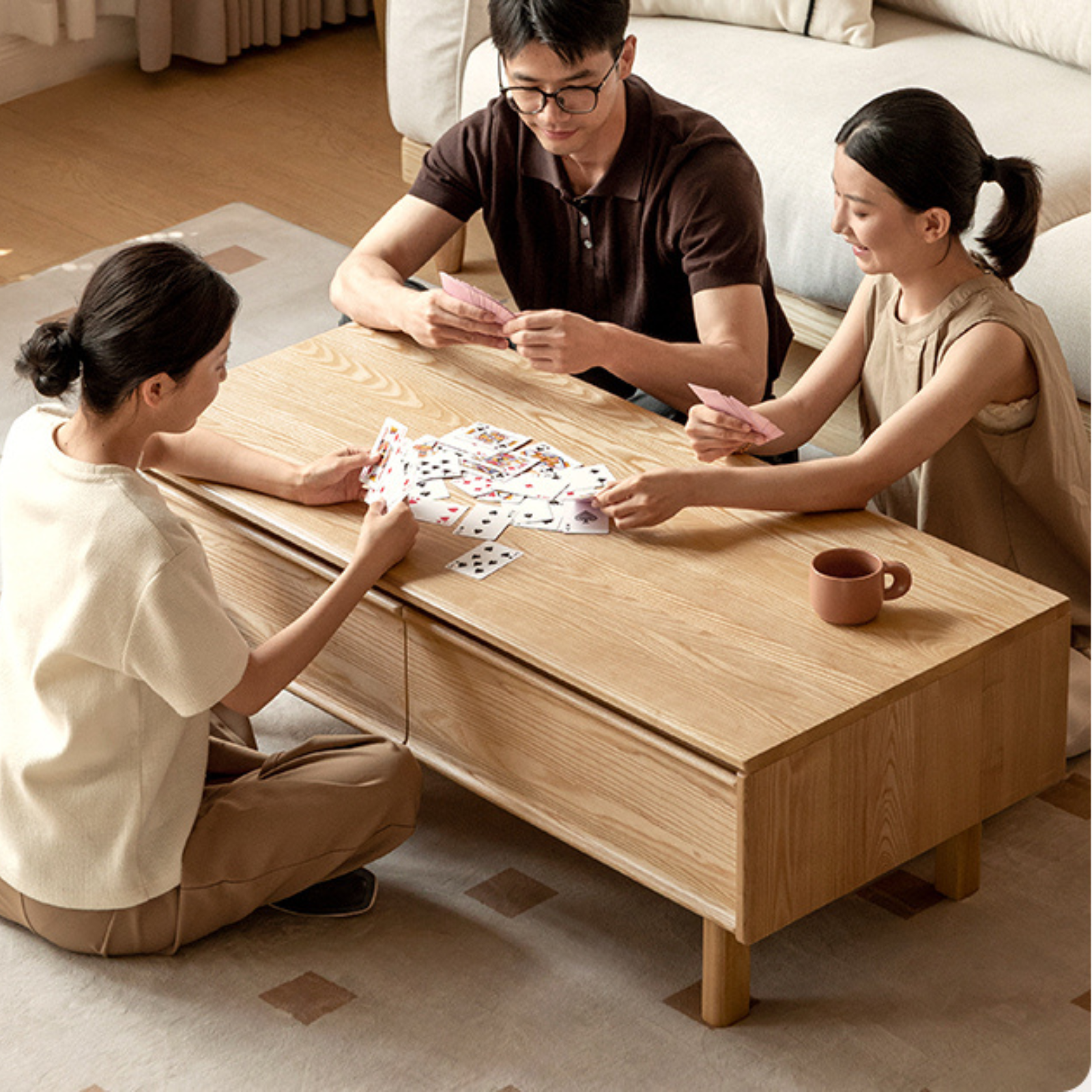 Oak, Ash Solid Wood Dual-Purpose Modern Tea Table