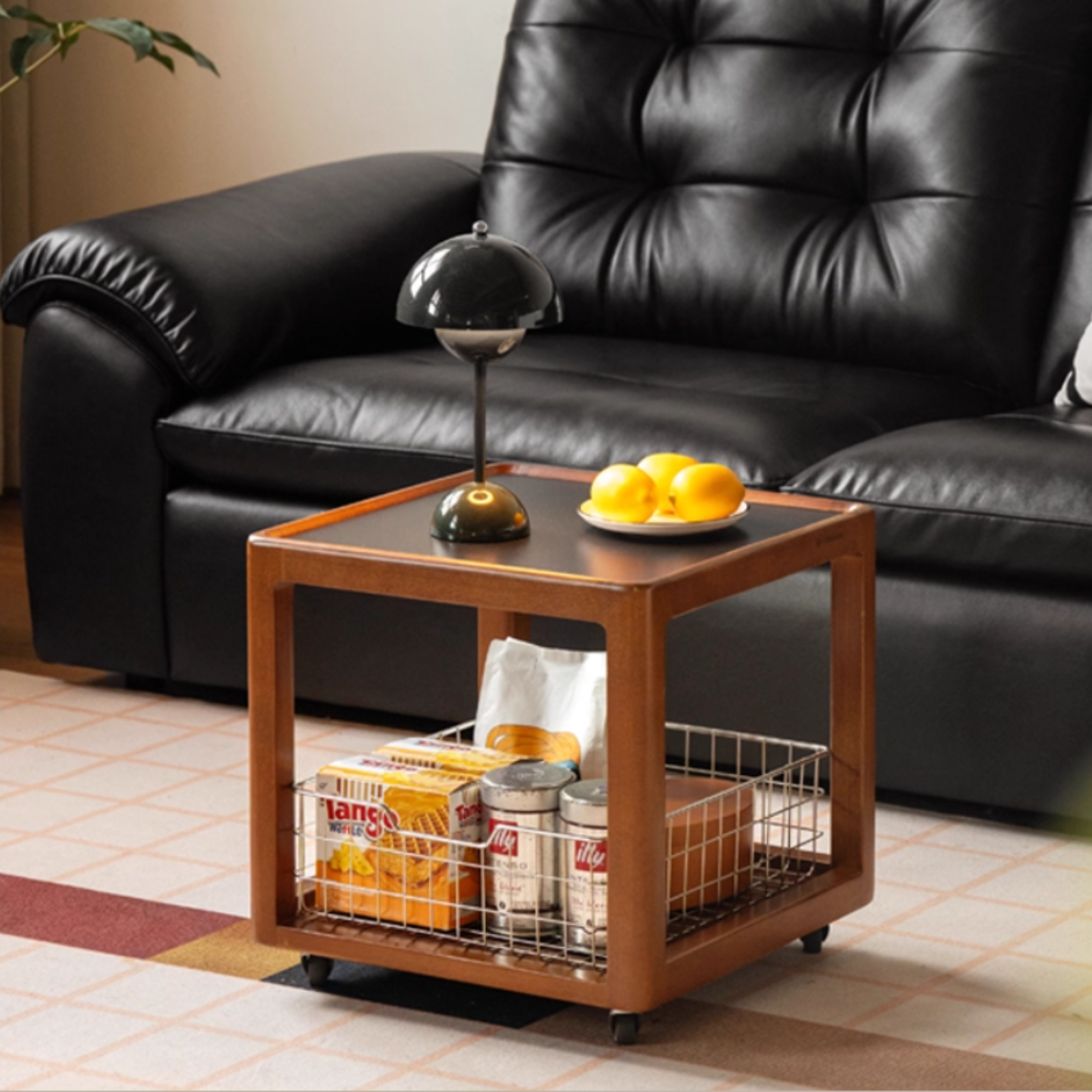 Poplar Solid Wood Movable Vintage Slab Side Table