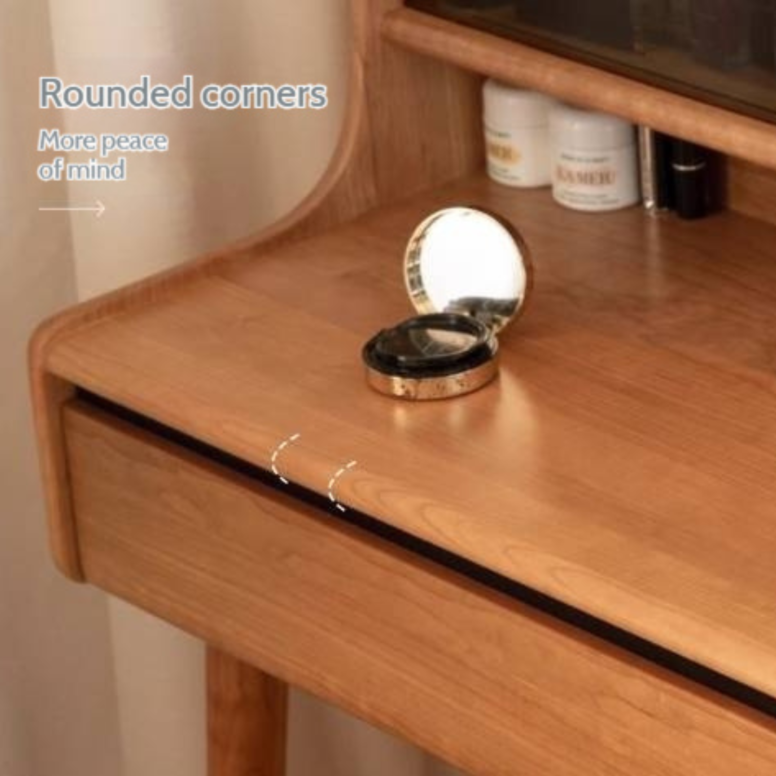 Cherry Solid Wood Multifunctional Vanity Table