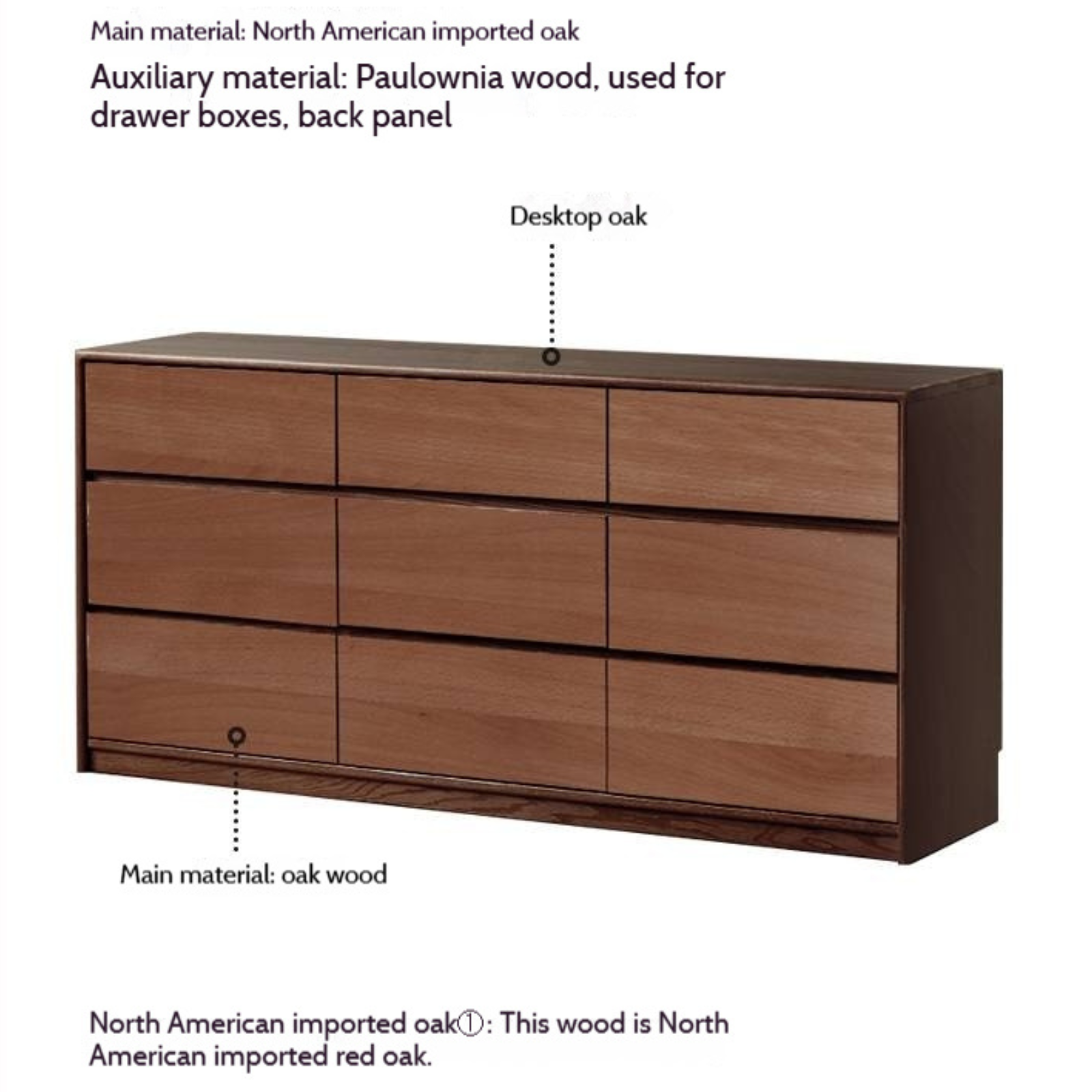 Oak Solid Wood Modern Drawer Cabinet