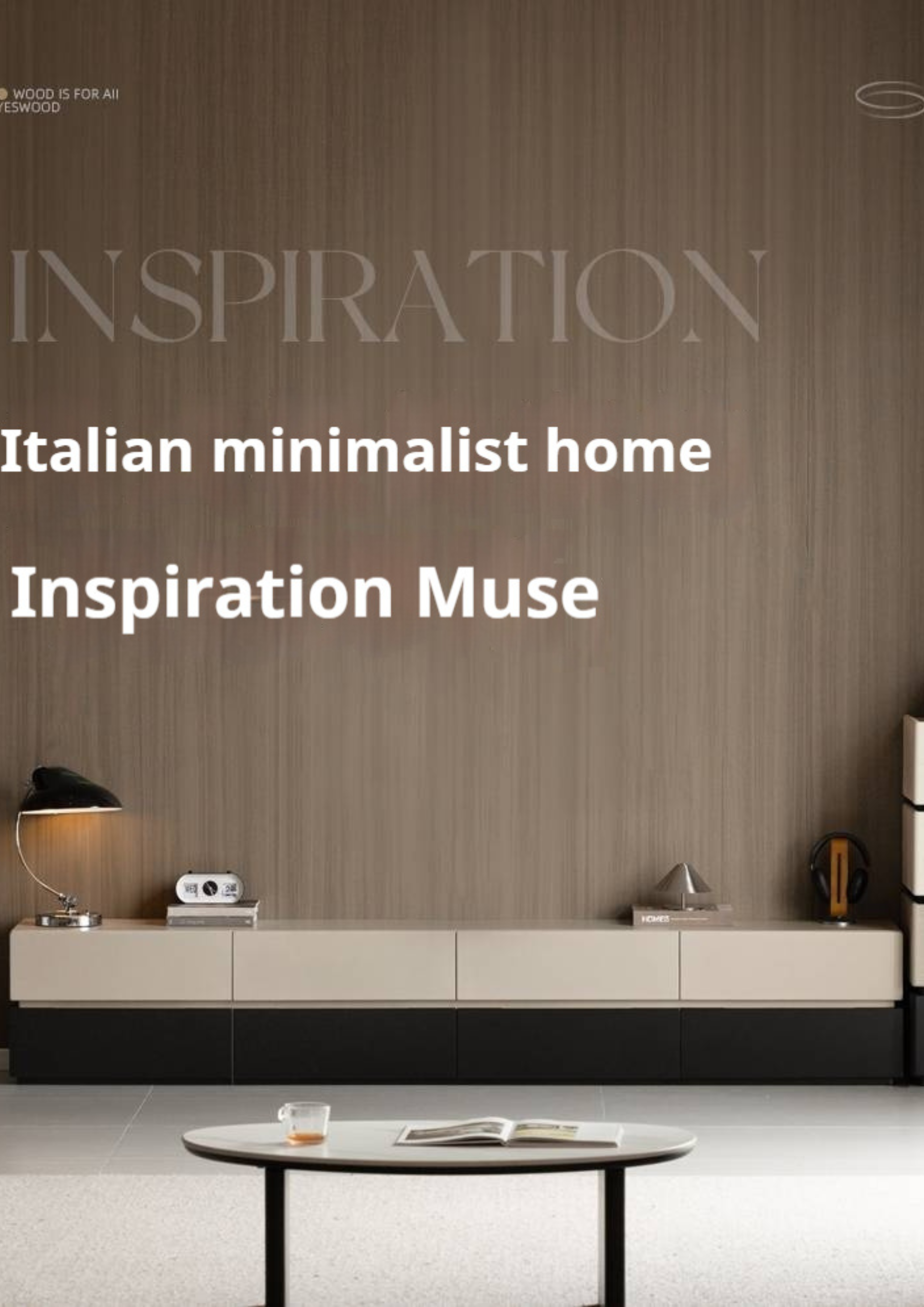 Solid Rubberwood Italian Light Luxury TV Cabinet