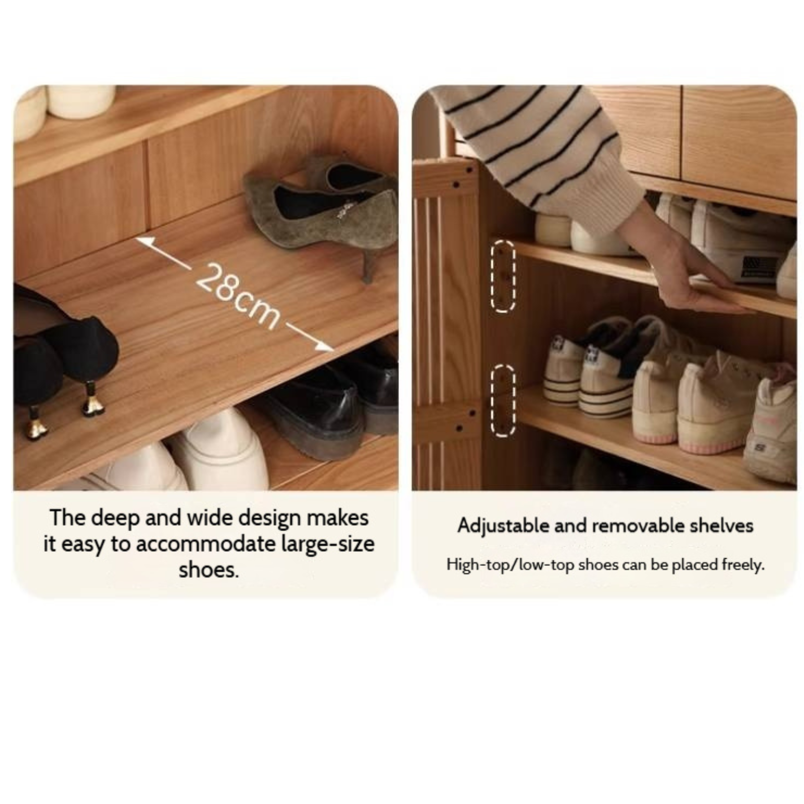 Oak Modern Nordic Shoe Cabinet.