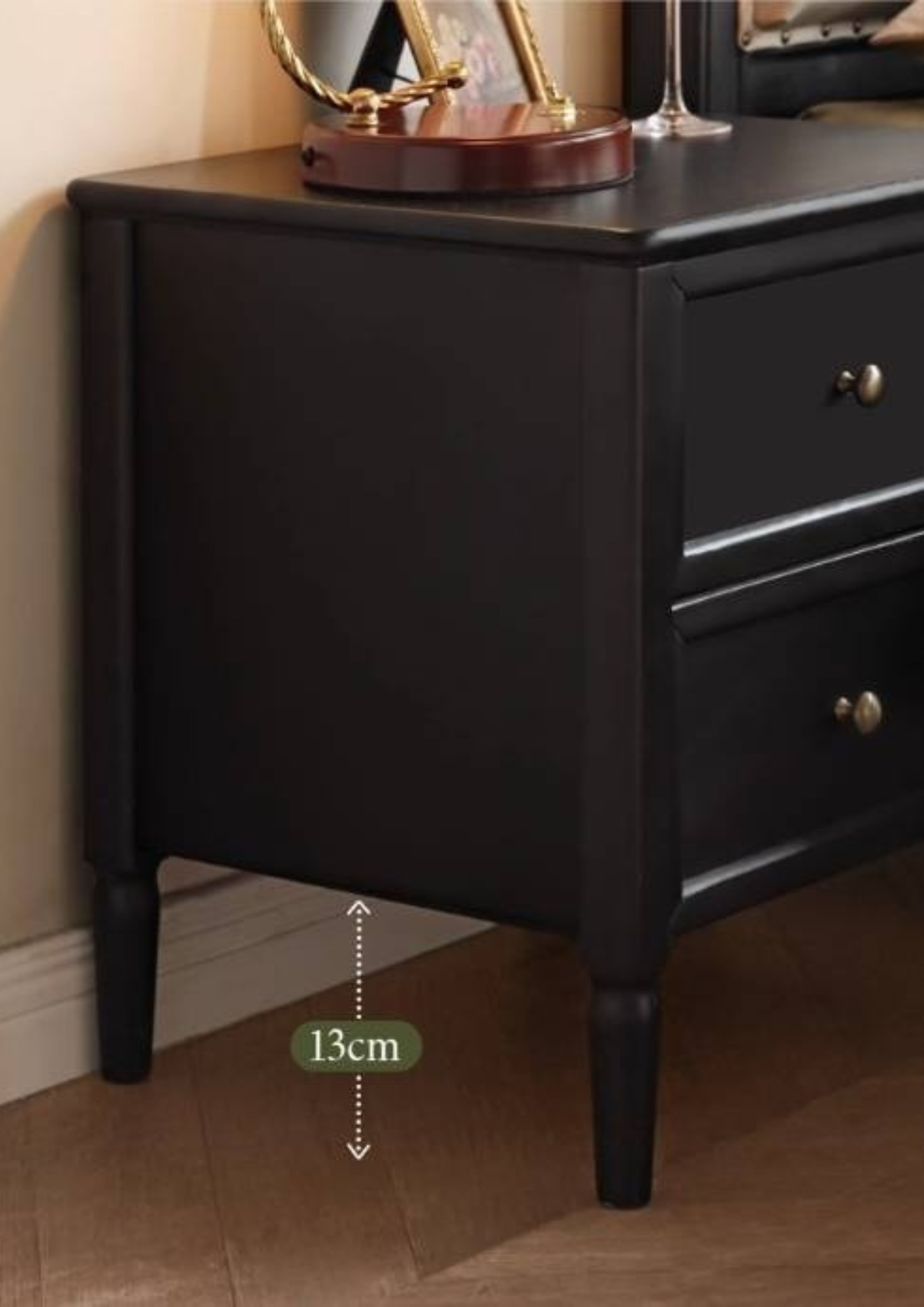 Solid Rubberwood Retro Style, American Style Nightstand