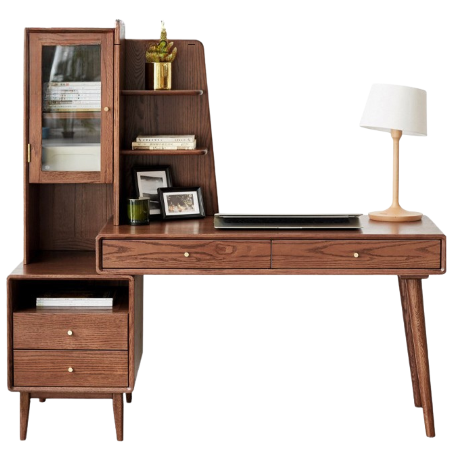 Oak Solid Wood Extendable Computer Desk