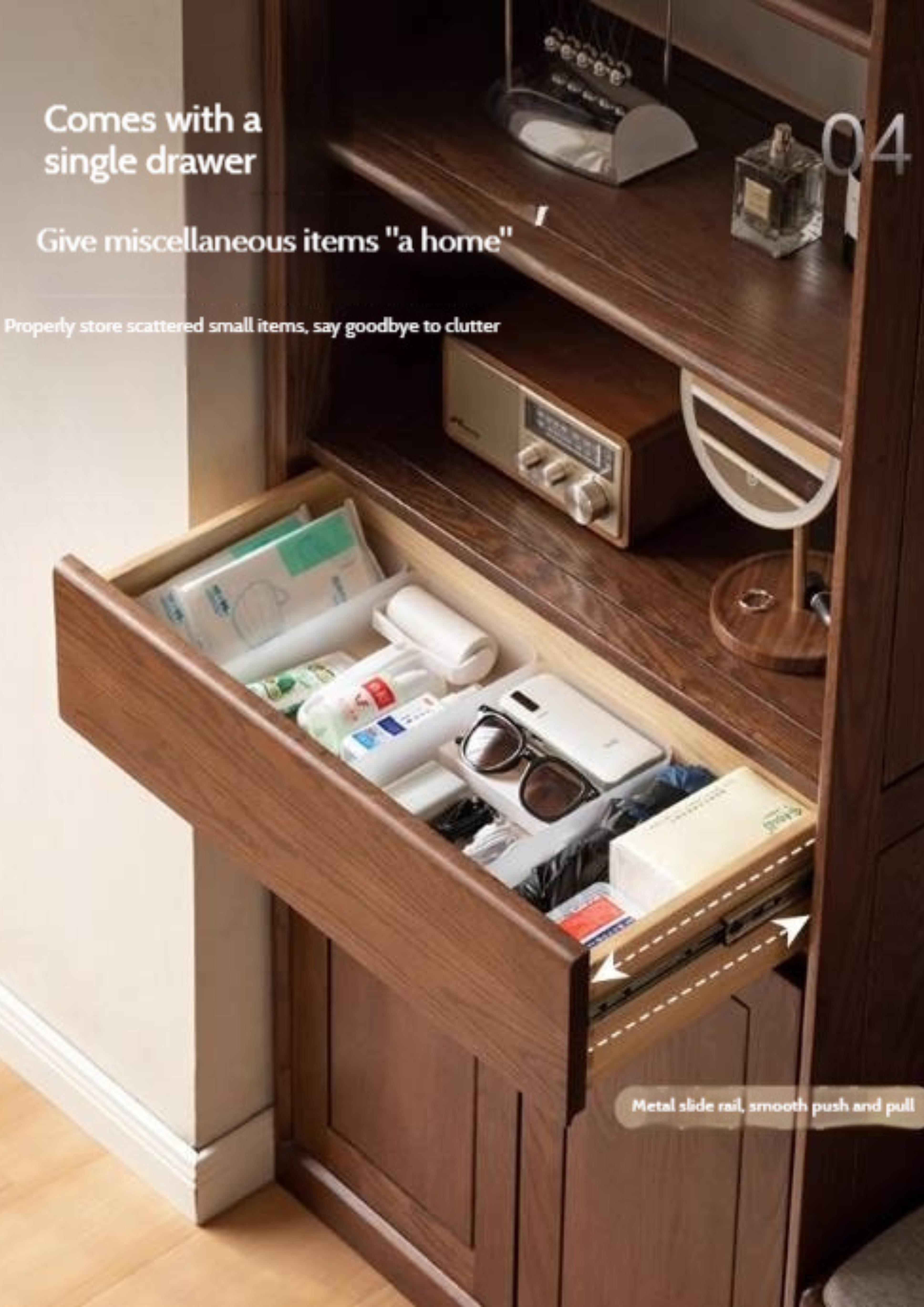 Oak Solid Wood Porch Cabinet Shoe Cabinet Integrated