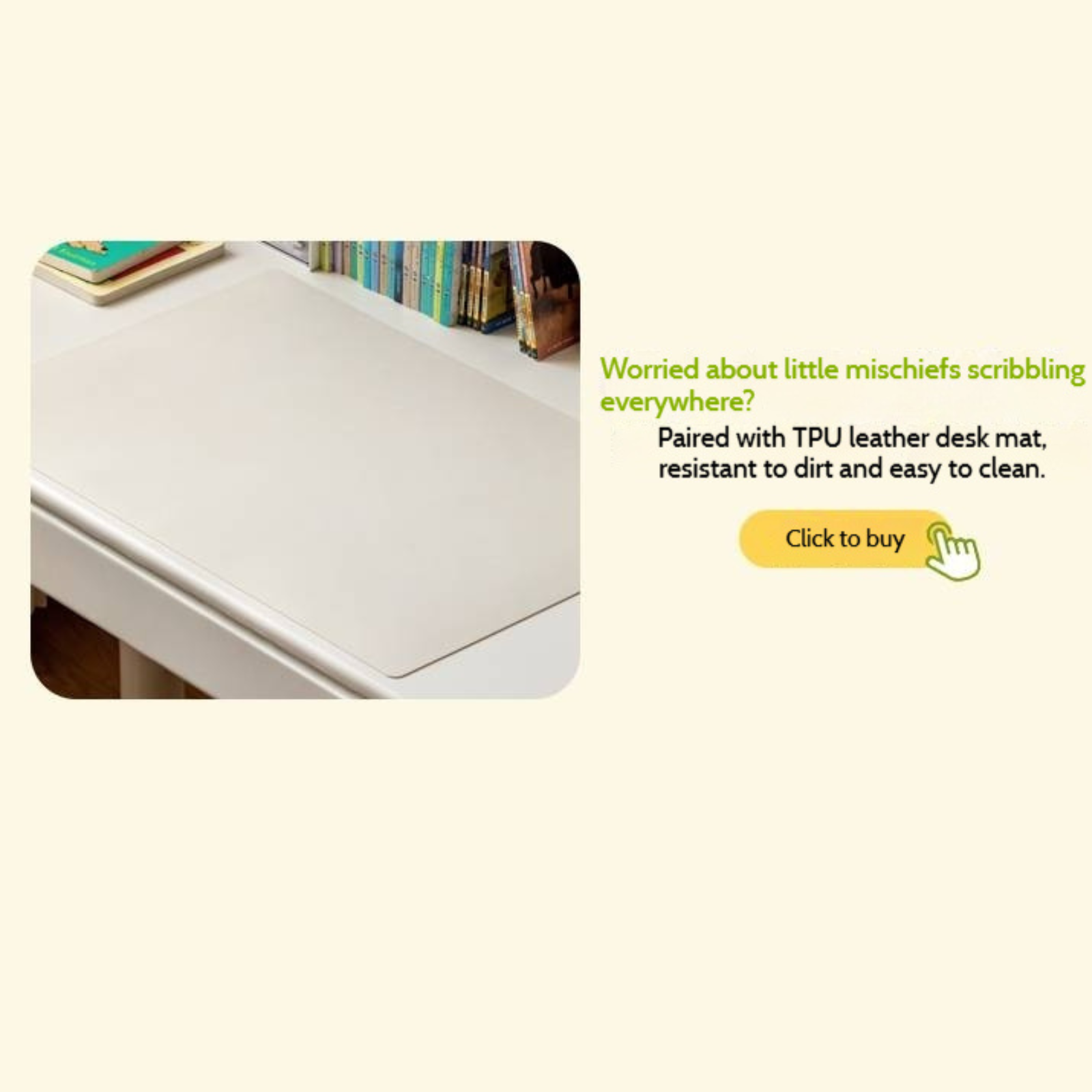 Solid Rubberwood Cream Style Children's Learning Desk