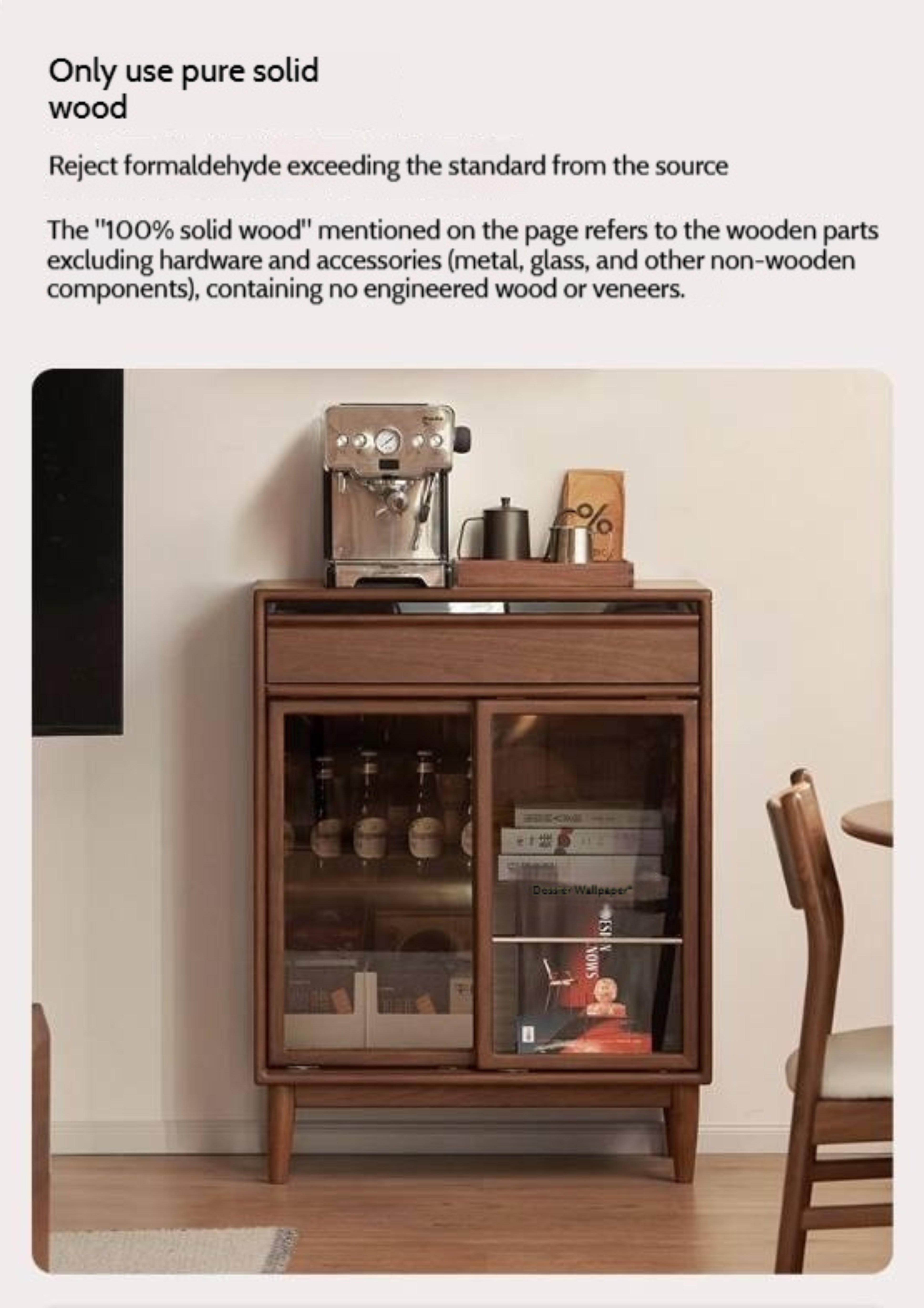 Black Walnut Solid Wood Modern Side Cabinet