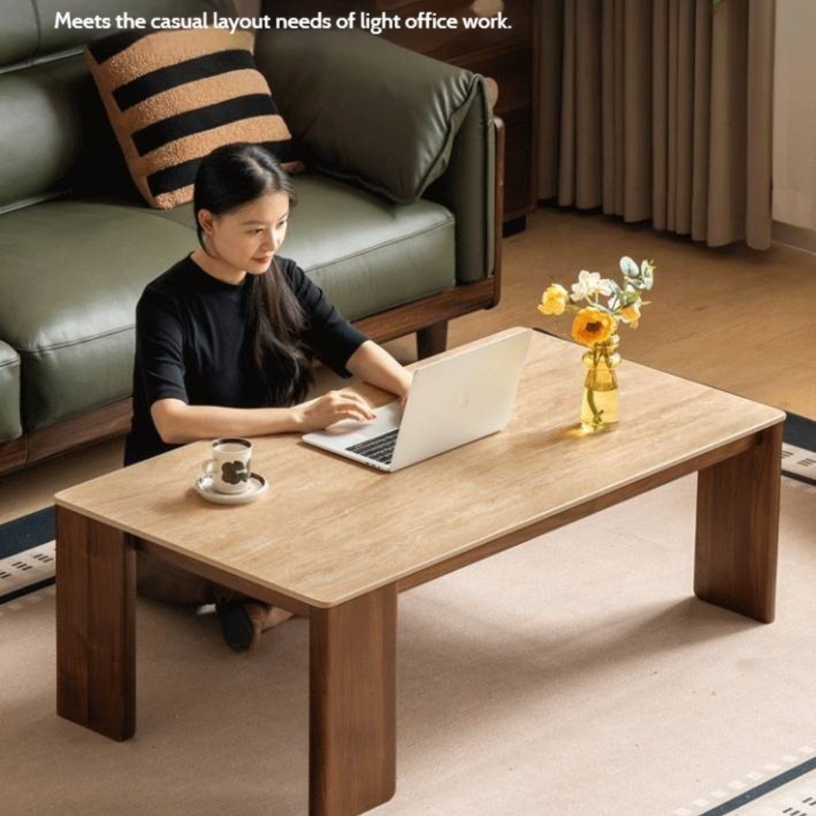 Black Walnut Solid Wood Rectangular Tea Table