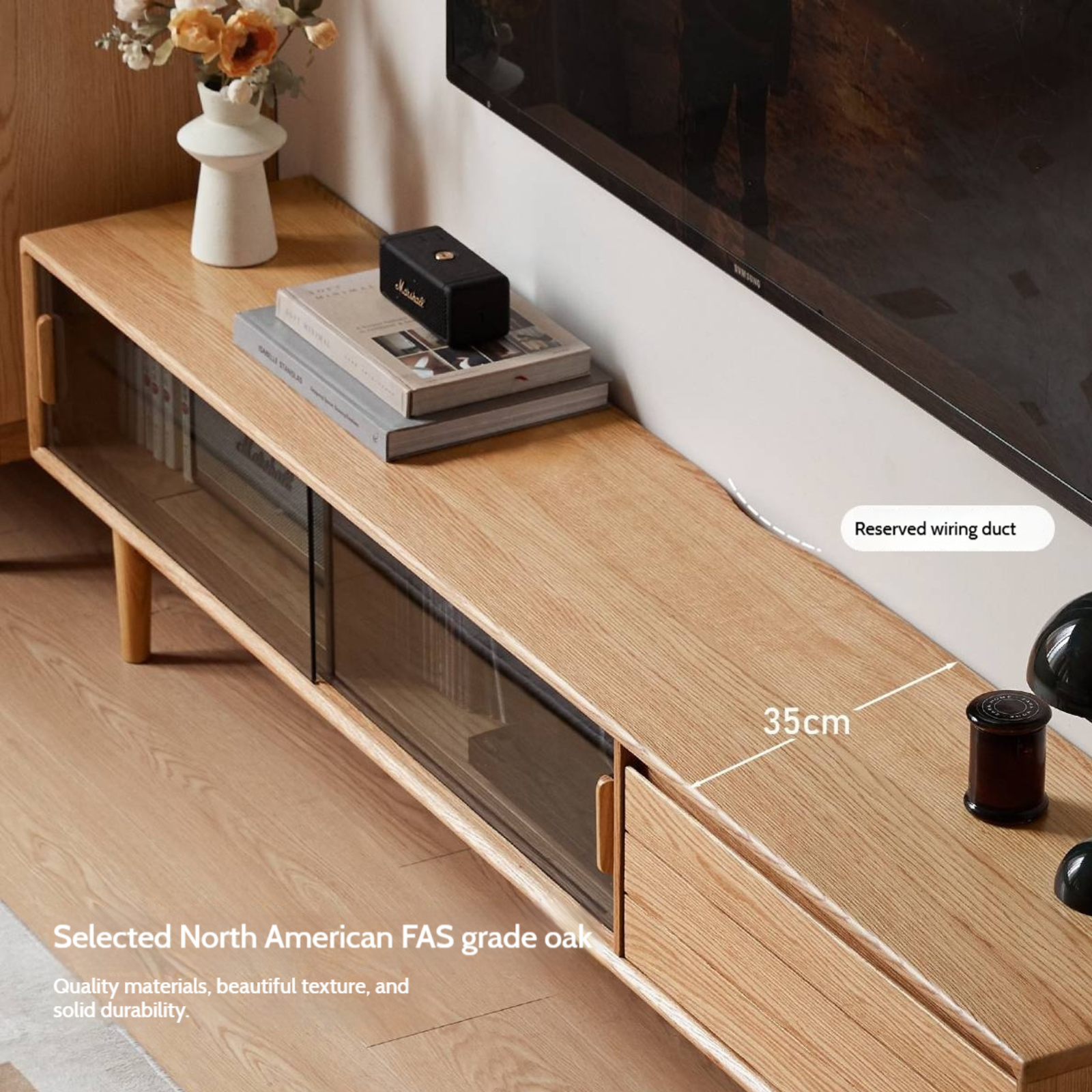 Oak Solid Wood Modern TV Cabinet