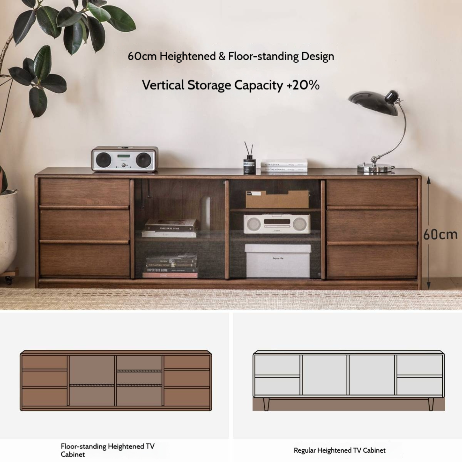 Golden Sandalwood, Black Walnut Solid Wood TV Cabinet