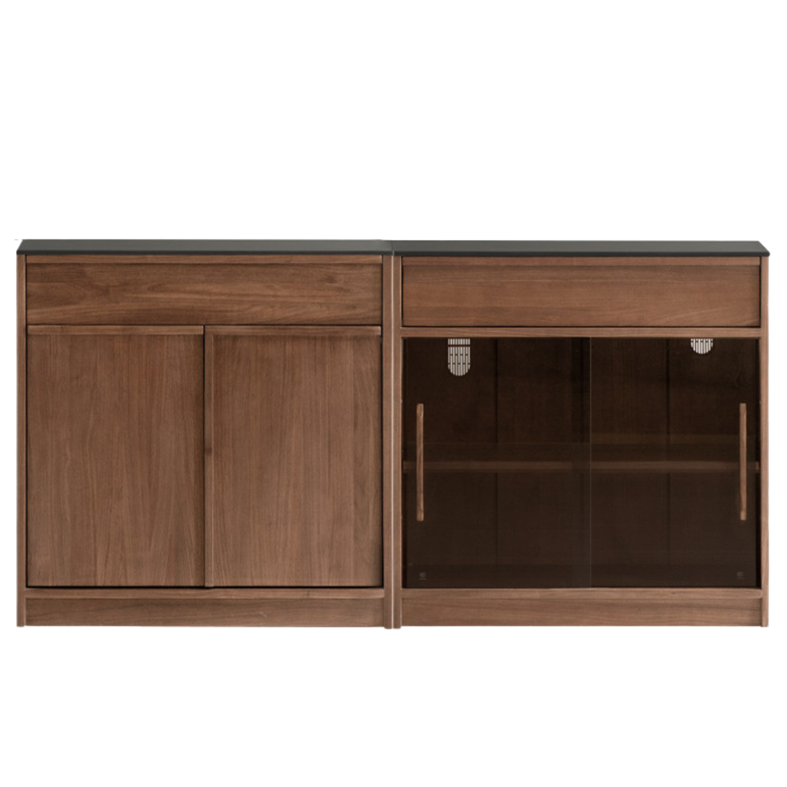 Black Walnut, Ash Solid Wood Light Luxury Style Rock Board Sideboard