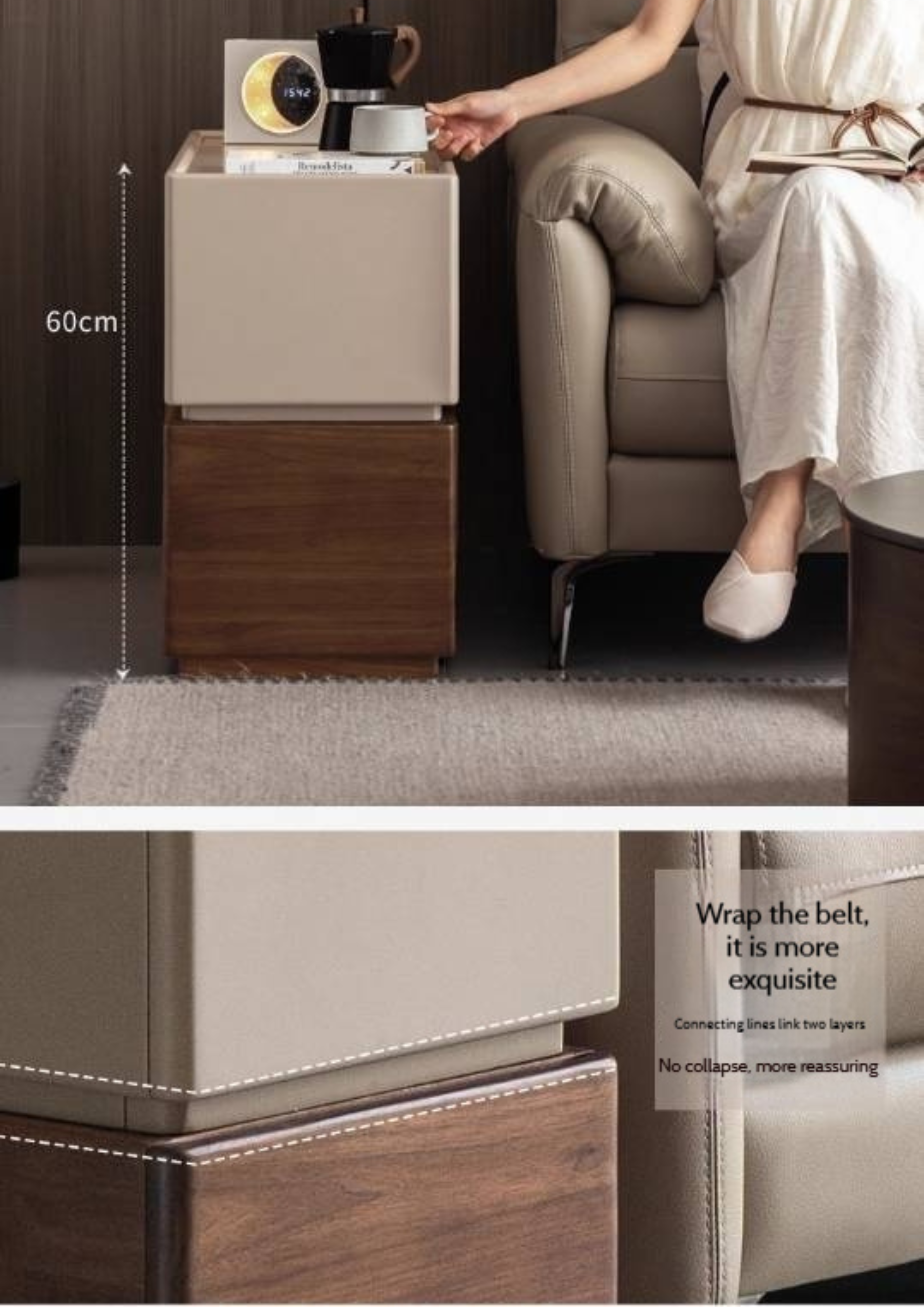 Black Walnut Solid Wood Italian Light Luxury Style Side Table