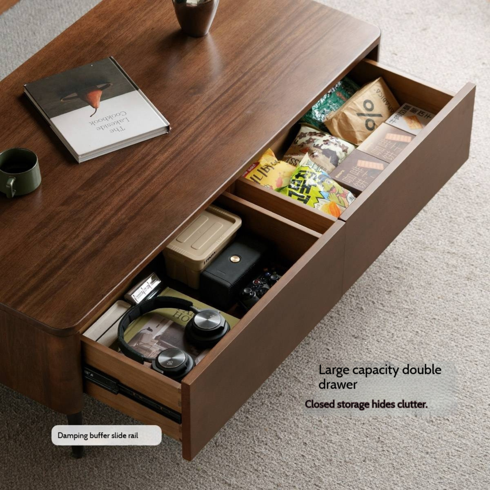 Sandalwood Solid Wood Italian Light Luxury Coffee Table