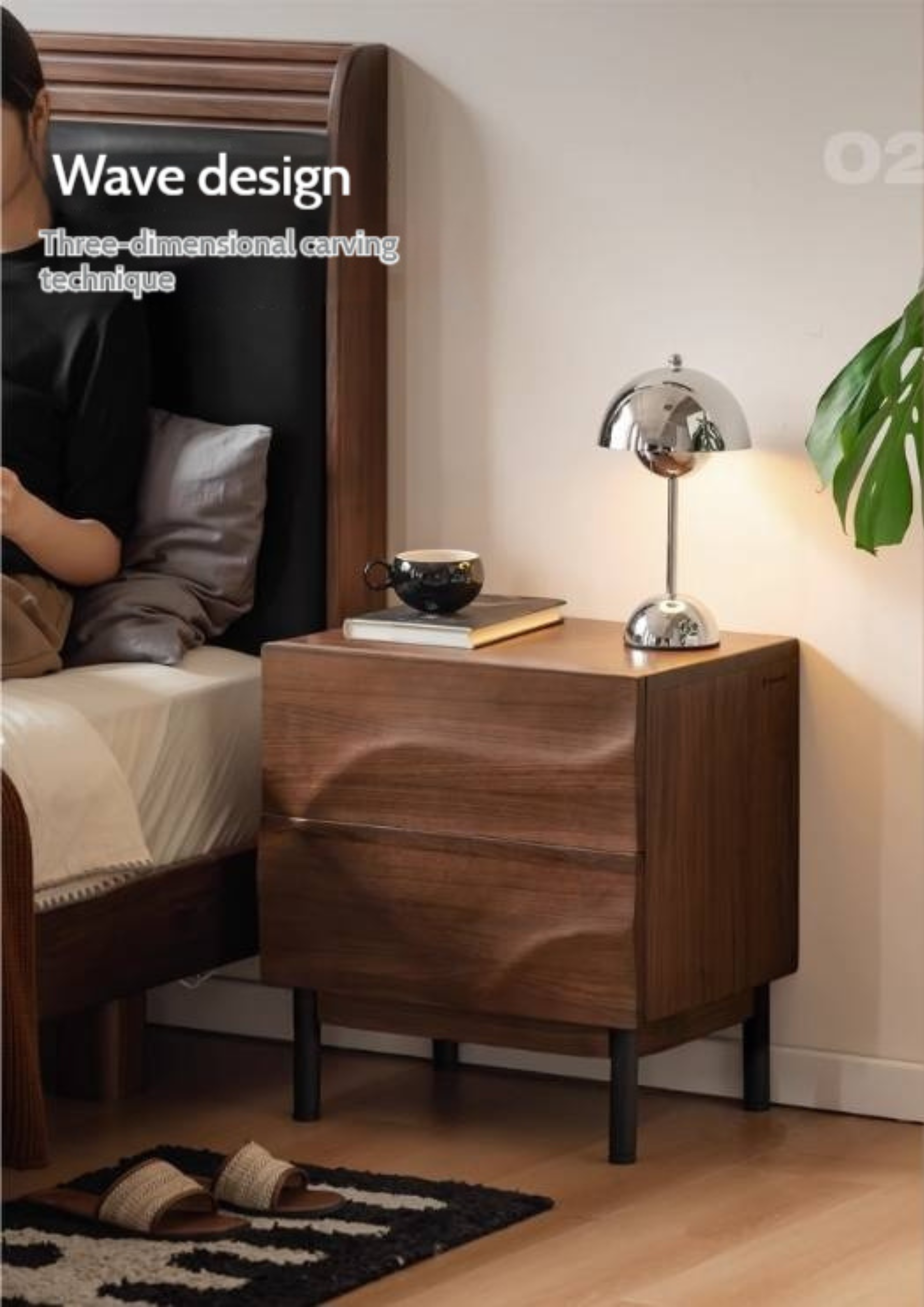 Black Walnut Solid Wood Luxury Nightstands