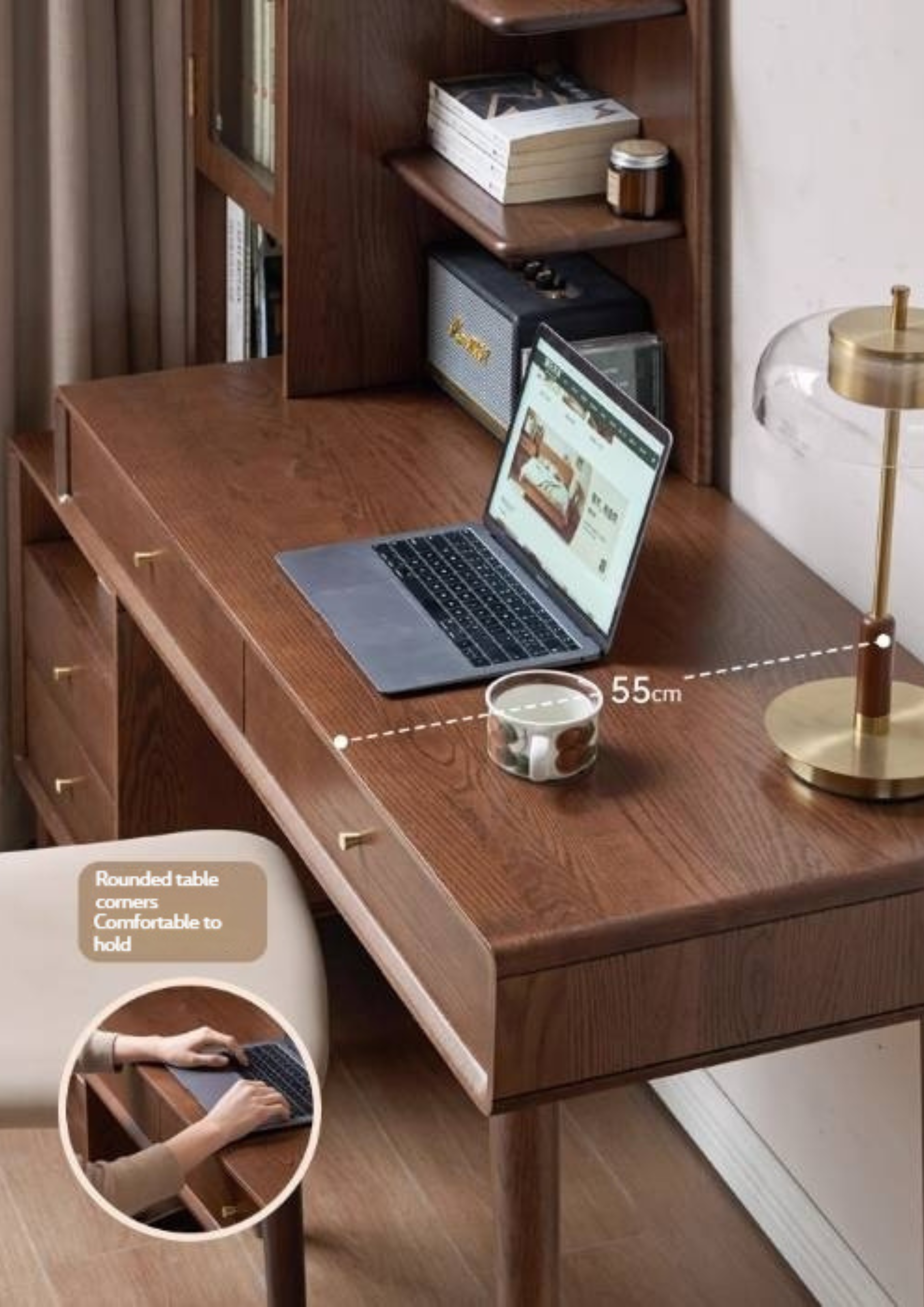 Oak Solid Wood Extendable Computer Desk