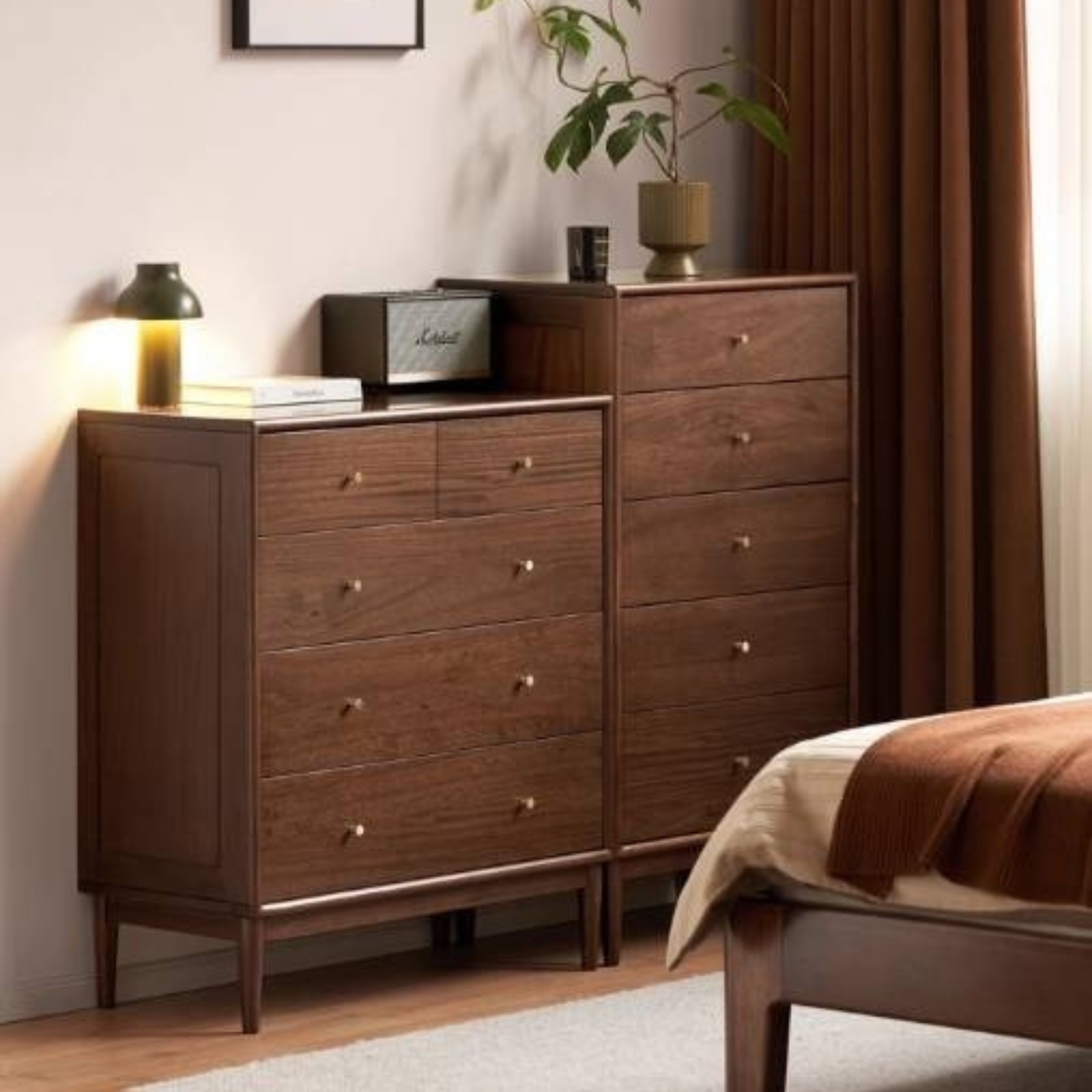 Red Zebrawood Solid Wood Modern Minimalist Chest of Drawers