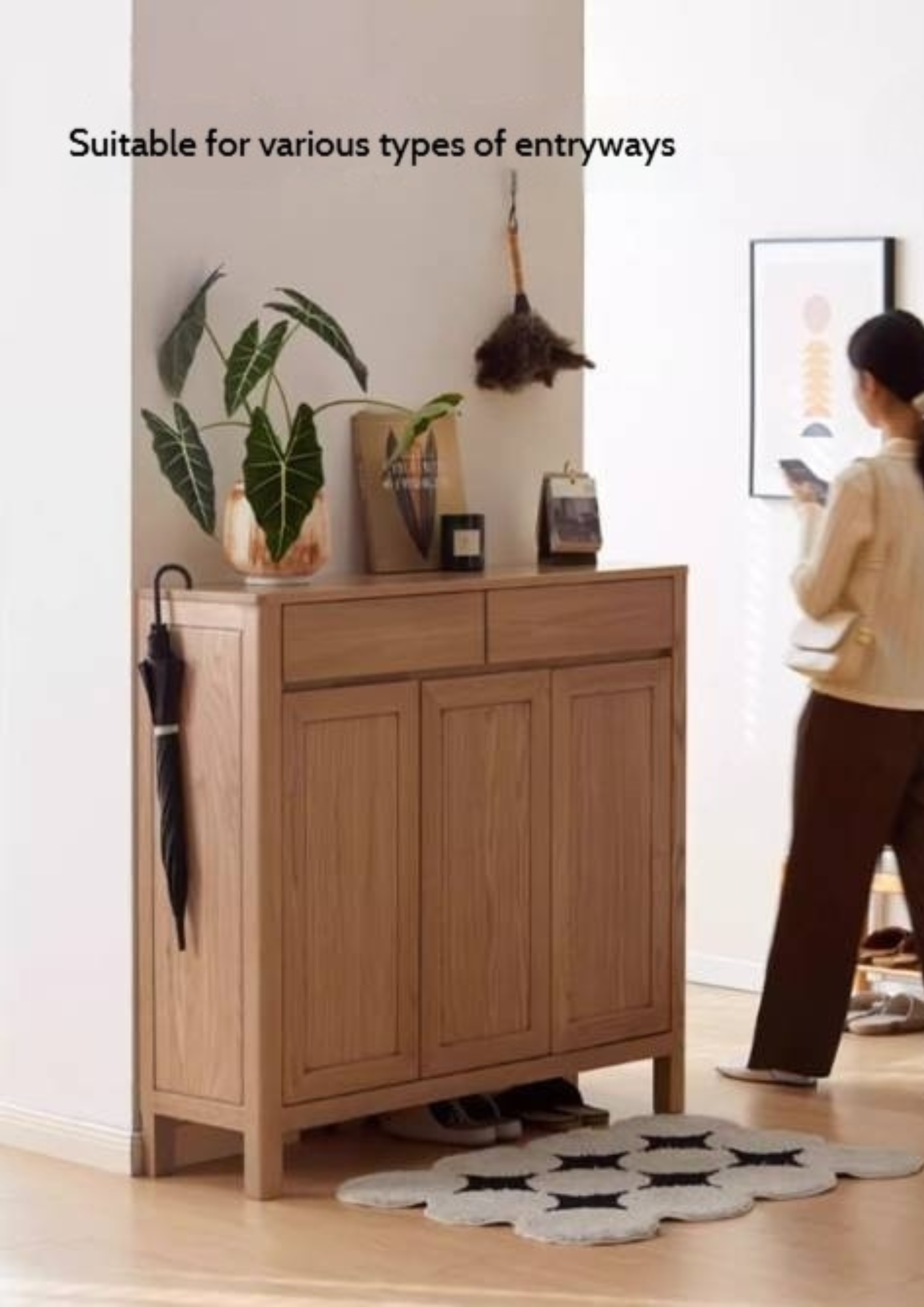 Ash Solid Wood Modern Large Shoe Cabinet