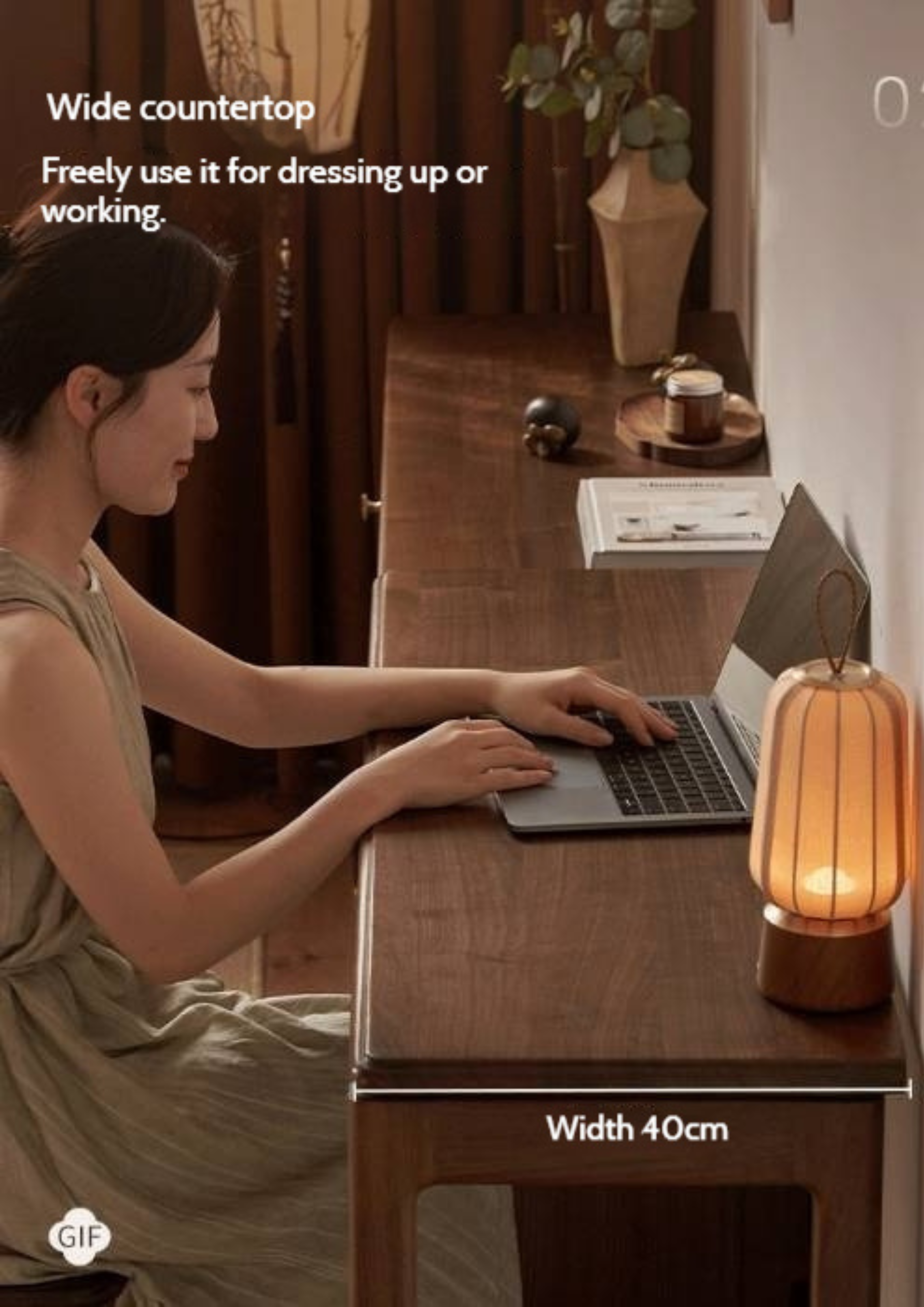 Black Walnut Solid Wood Rotating Dressing Table