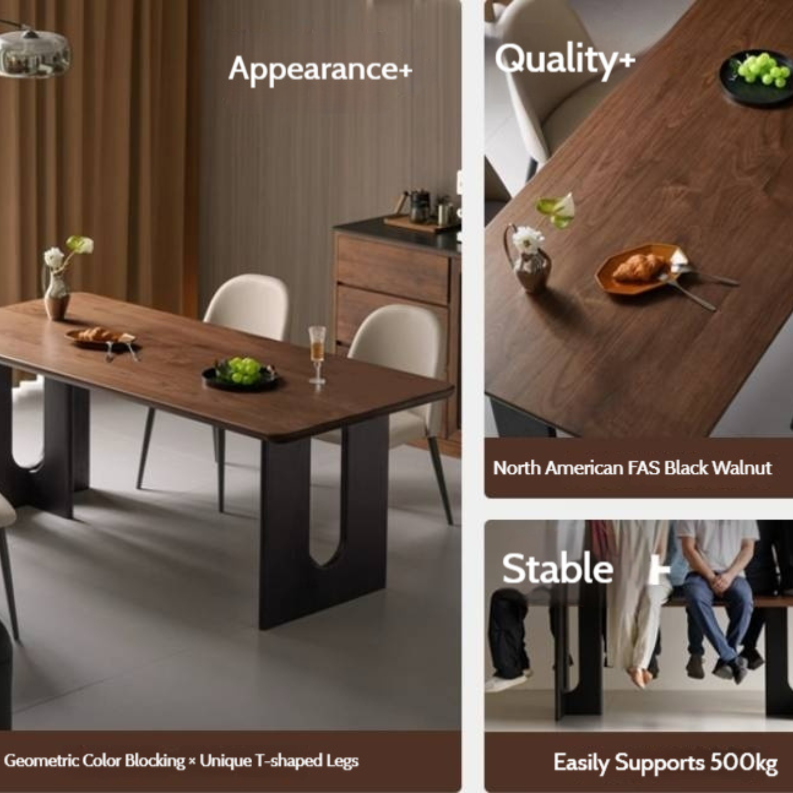 Black Walnut Solid Wood Light Luxury Dining Table