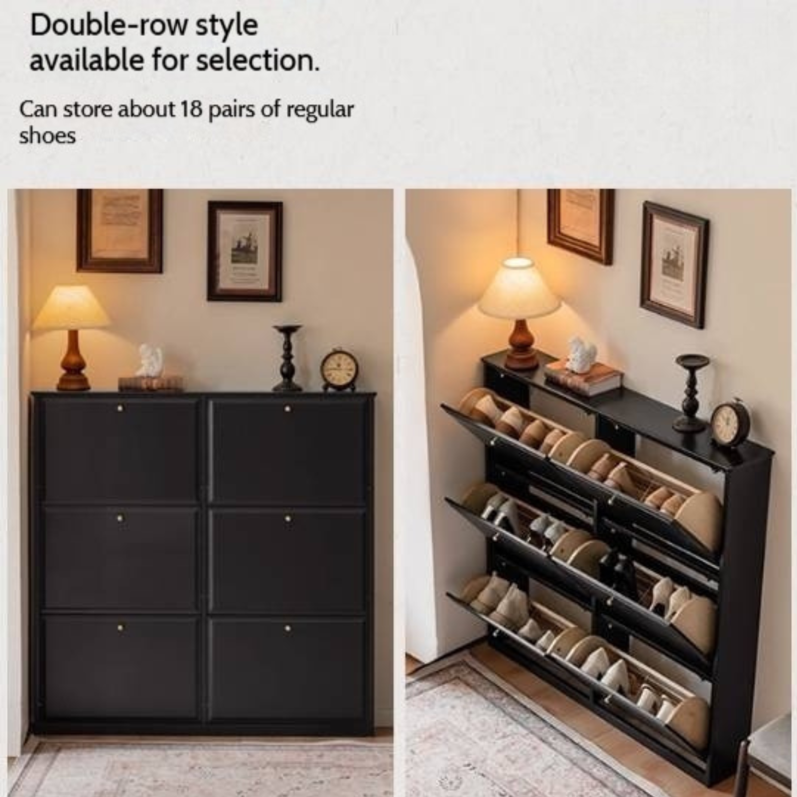 Oak Solid Wood American Retro Style Shoe Cabinet