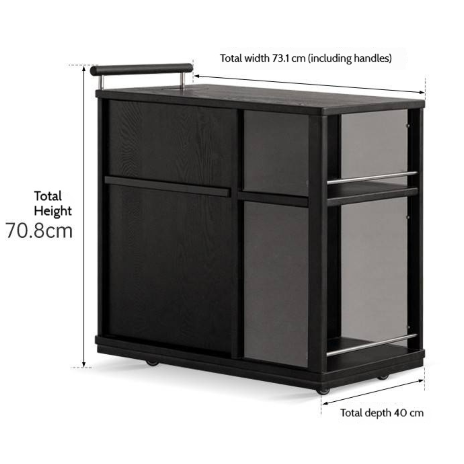 Ash Solid Wood Mobile Side Cabinet