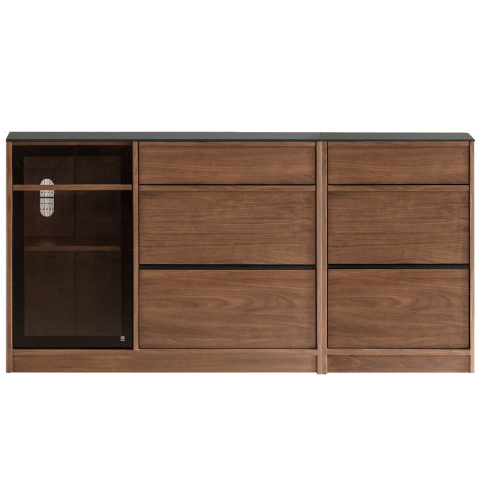Black Walnut, Ash Solid Wood Light Luxury Style Rock Board Sideboard