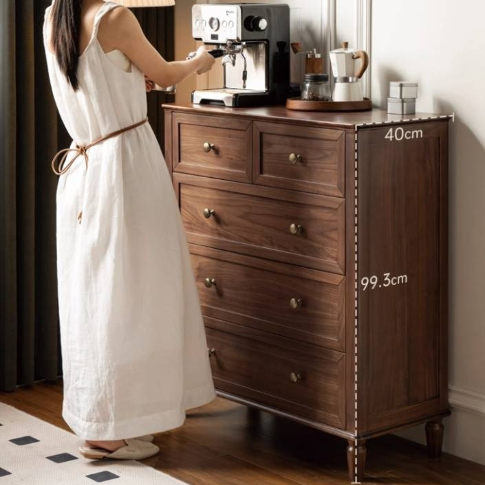 Black Walnut Solid Wood American Retro Chest of Drawers