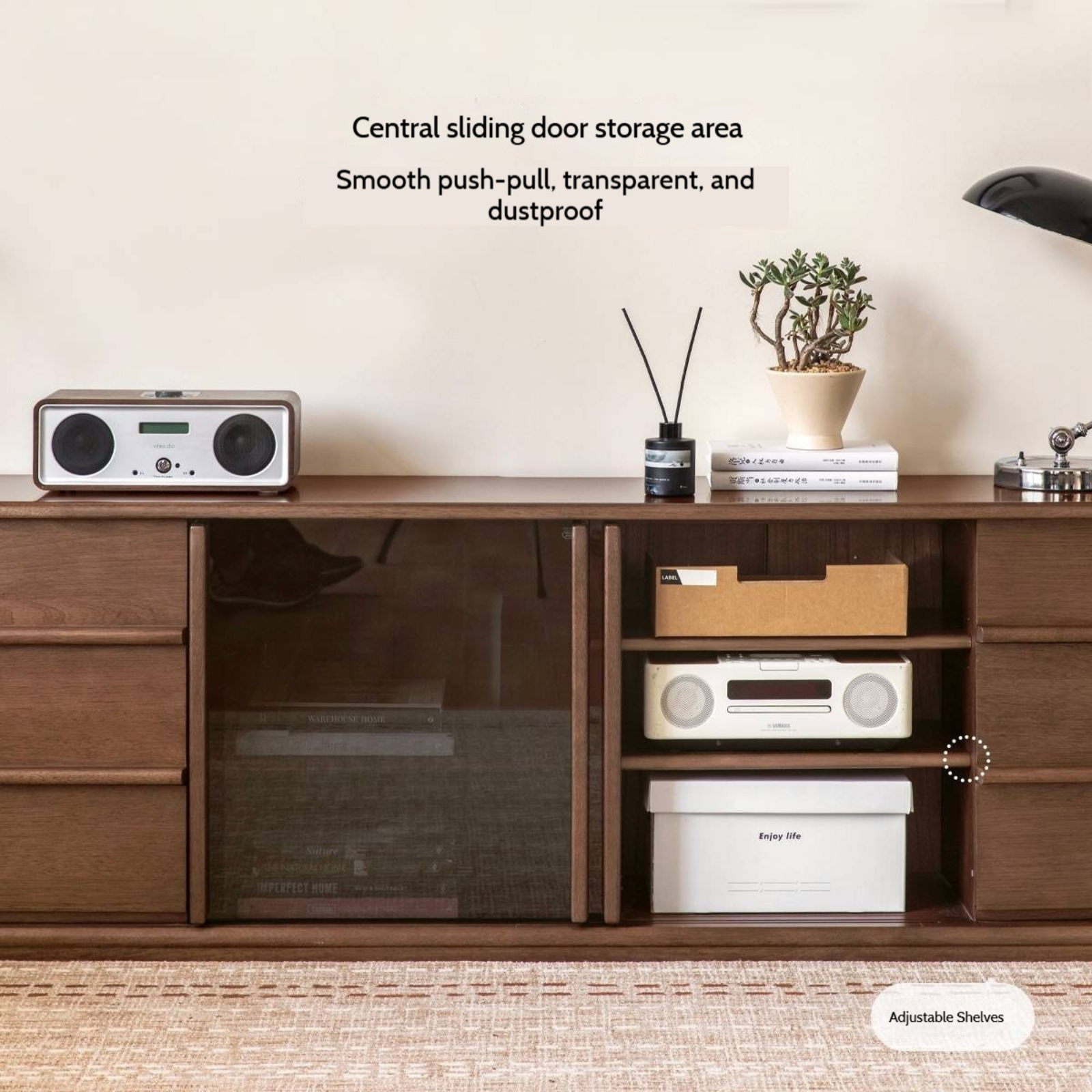 Golden Sandalwood Solid Wood TV Cabinet