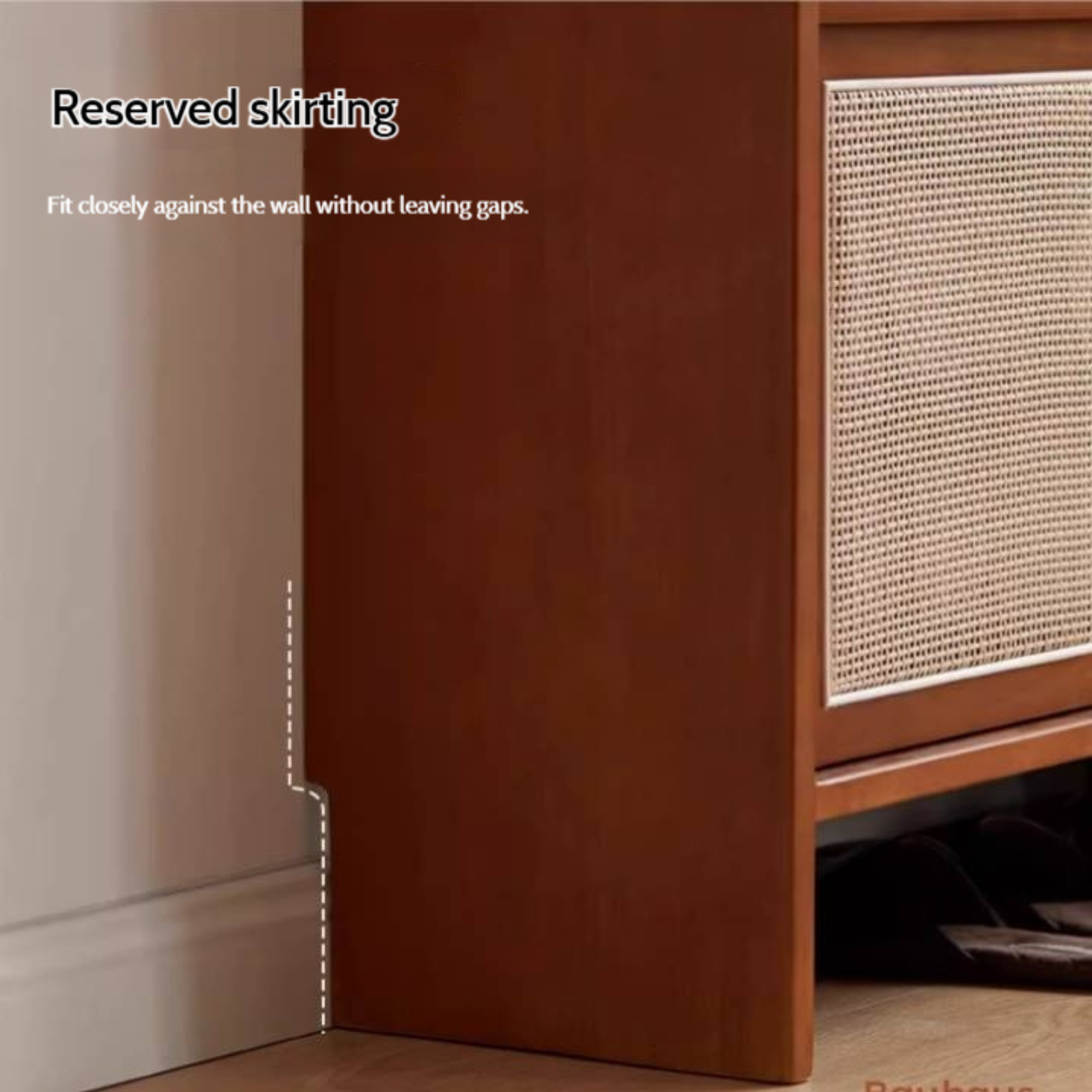 Tulipwood Solid Wood Rattan Shoe Cabinet Antique Style