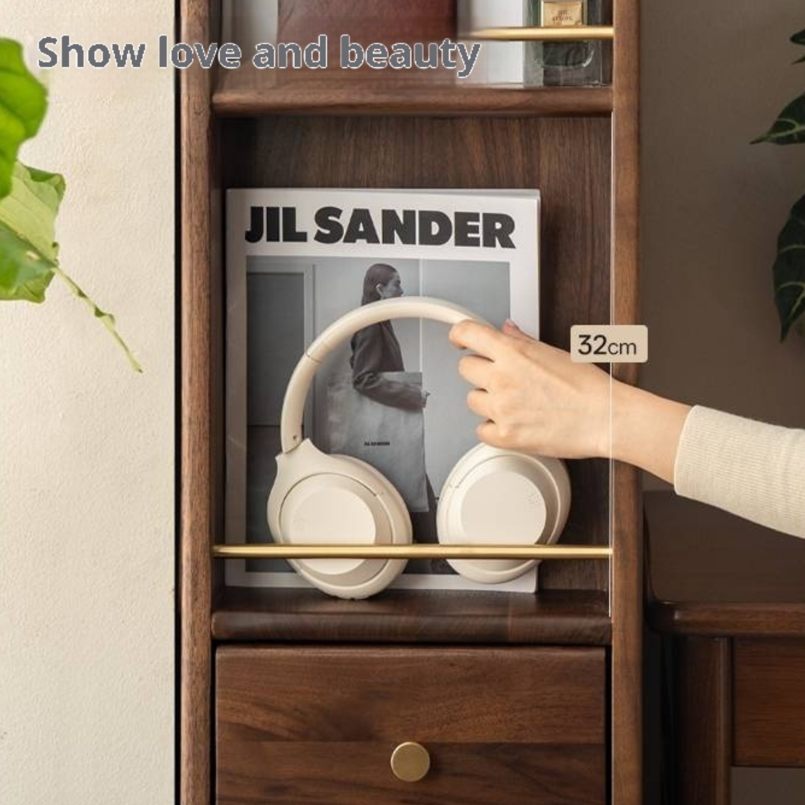 Black Walnut, Oak Solid Wood Narrow Bookcase