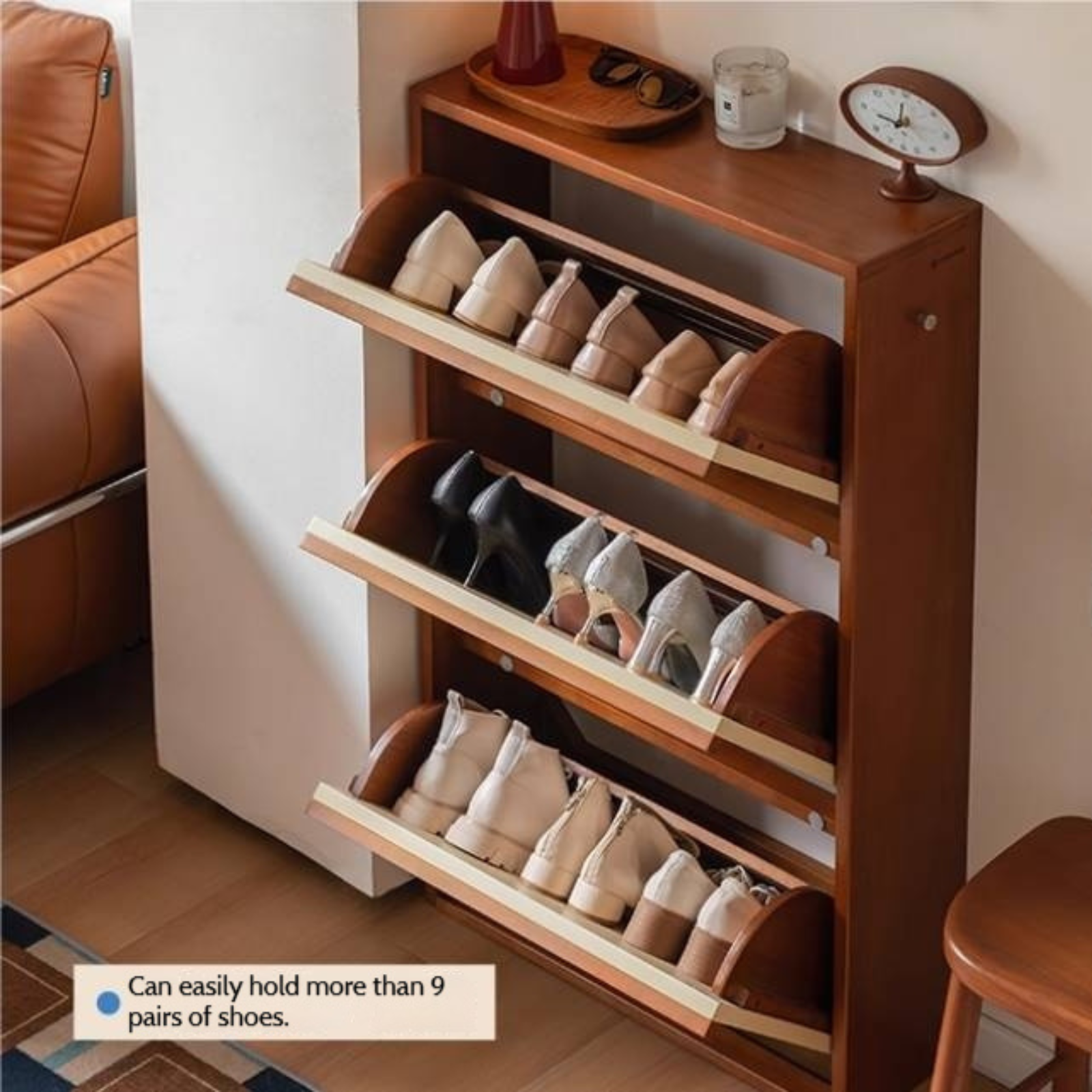 Poplar Solid Wood Middle Ages Style Shoe Cabinet