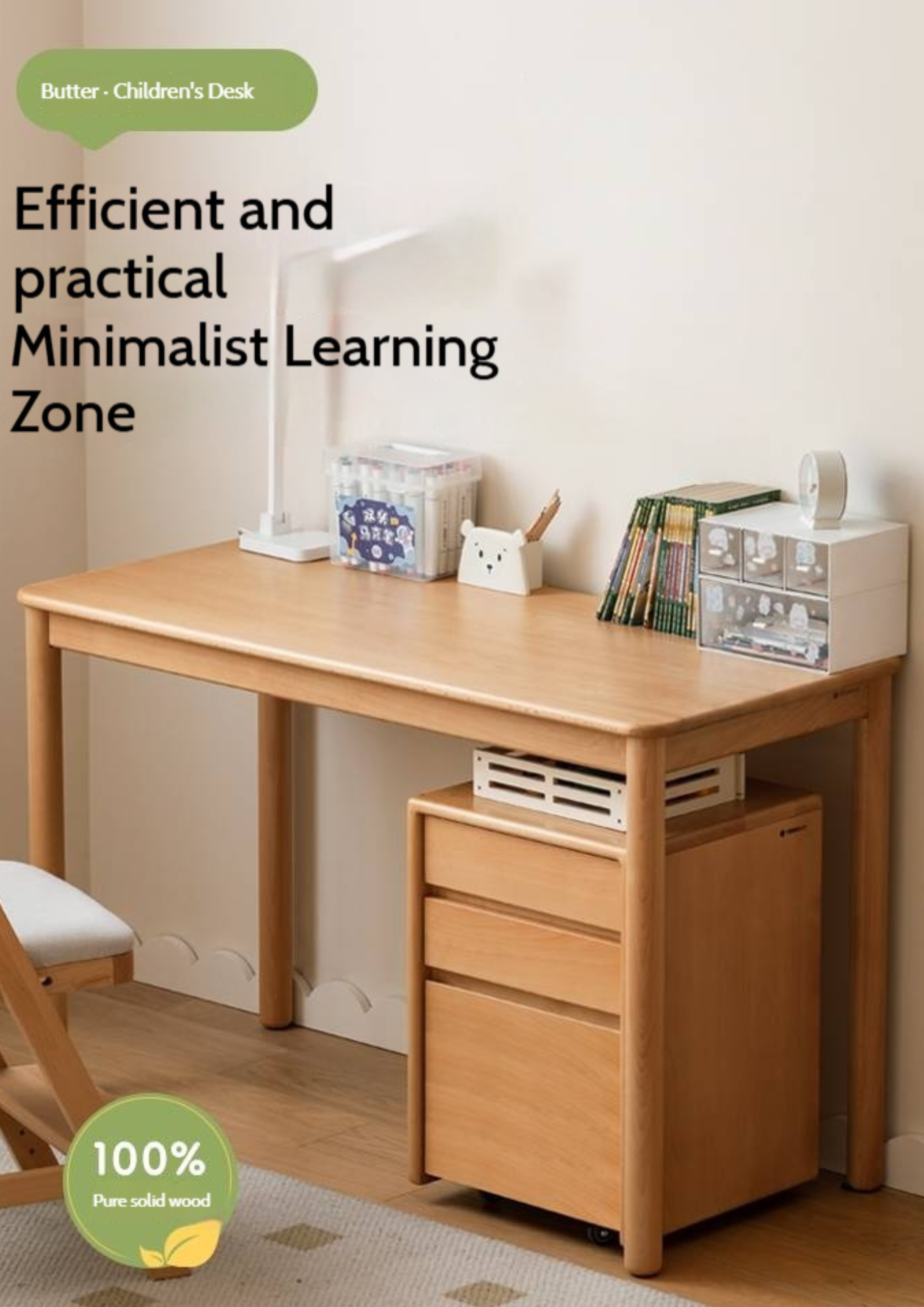 Beech Solid Wood Kids Study Table