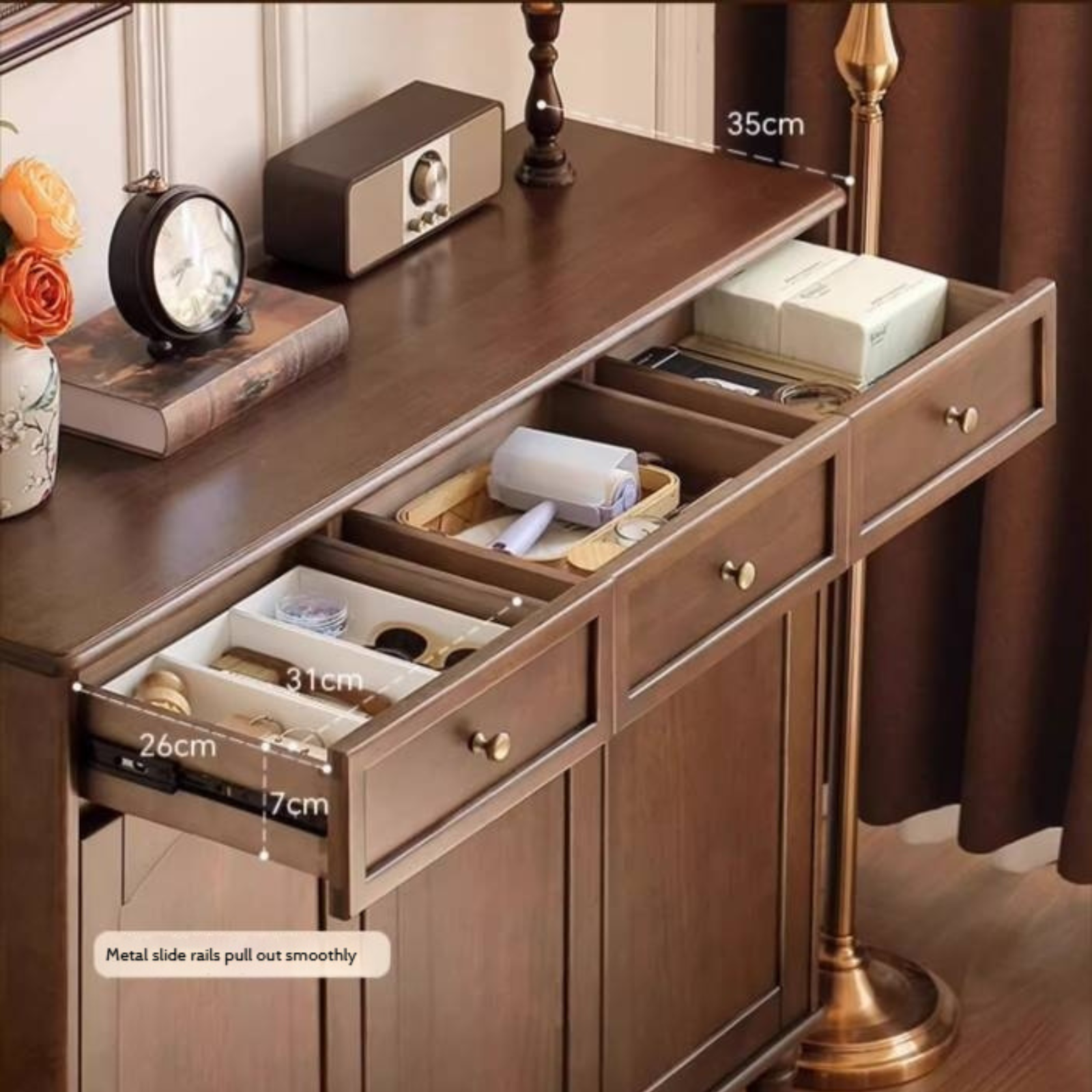 Sandalwood Solid Wood American Retro Storage Shoe Cabinet