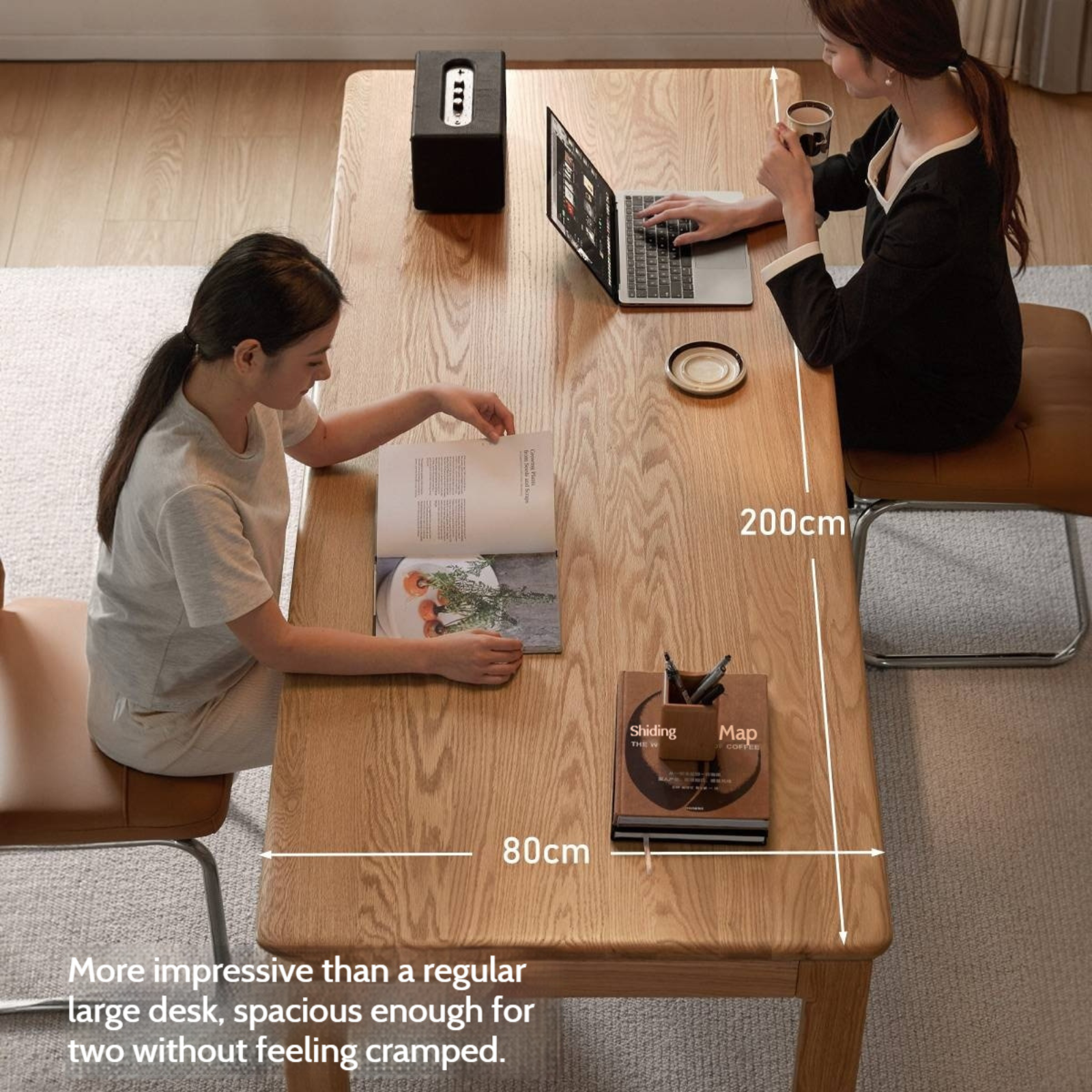 Oak, Ash Solid Wood Modern Minimalist Office Desk with Drawers