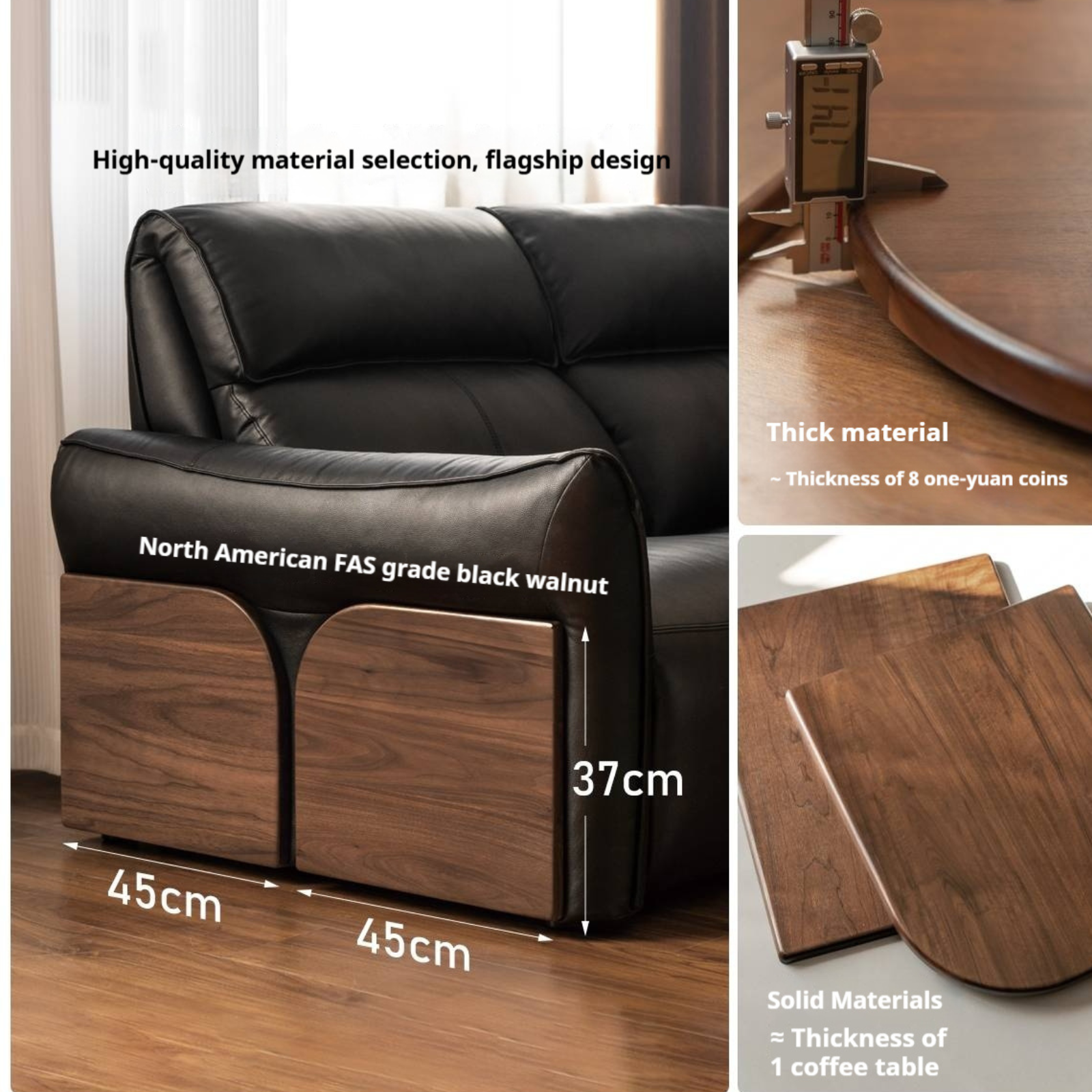 Black walnut solid wood Top Grain Top Grain Genuine Leather Zero Wall Power Reclining Sofa Zero Wall Power Reclining Sofa