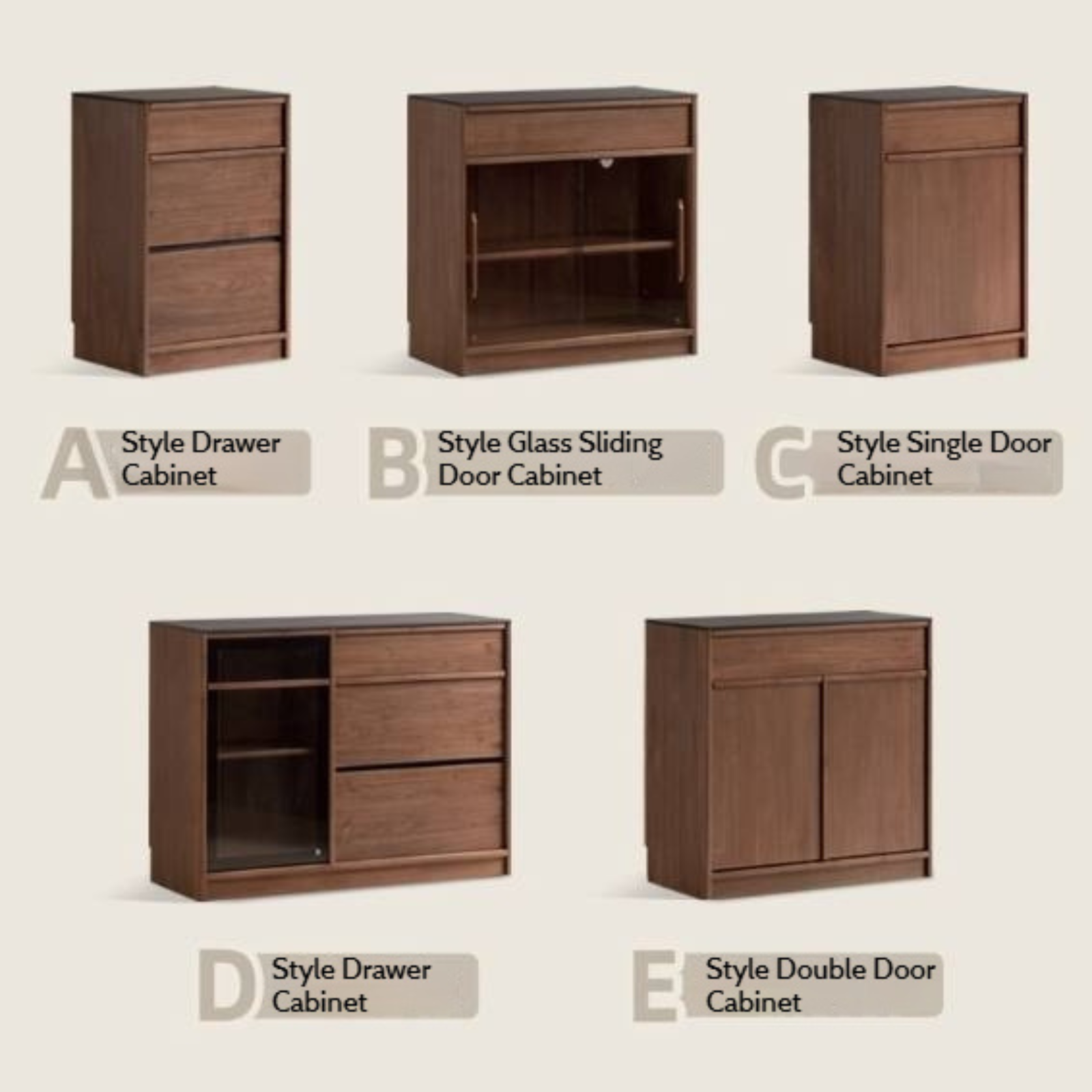 Black Walnut, Ash Solid Wood Light Luxury Style Rock Board Sideboard