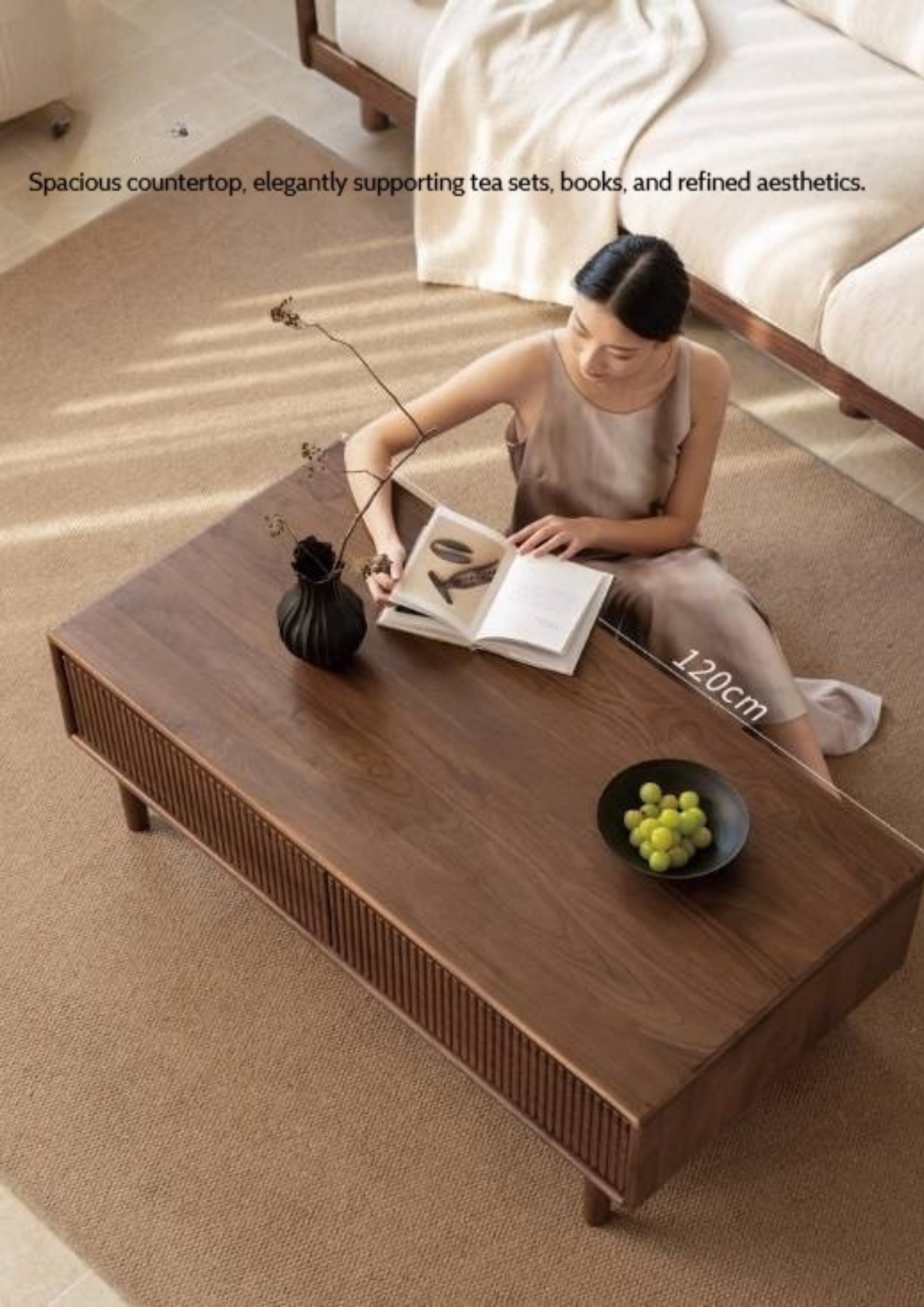 Black Walnut Solid Wood Italian Light Luxury Coffee Table