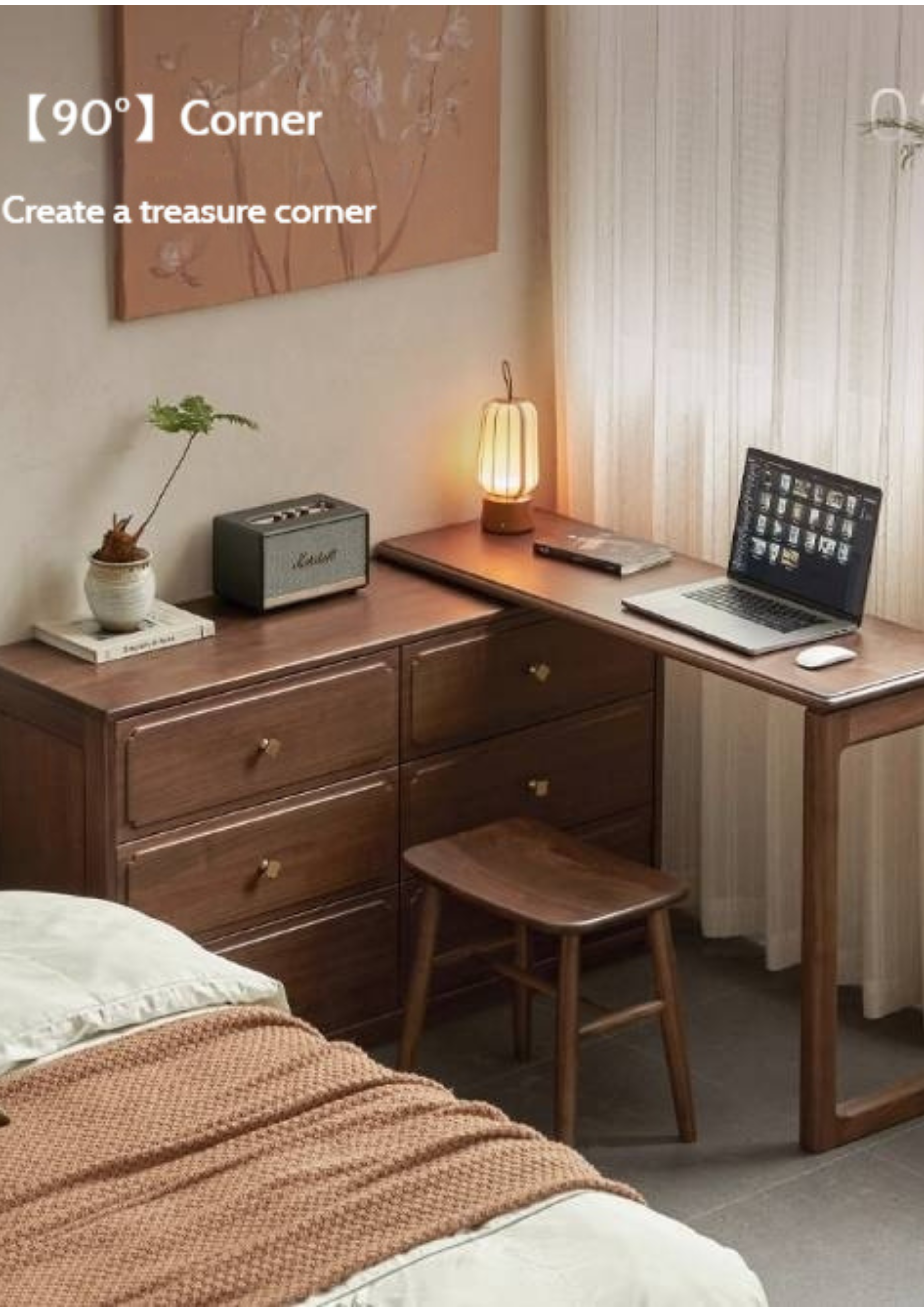 Black Walnut Solid Wood Rotating Dressing Table