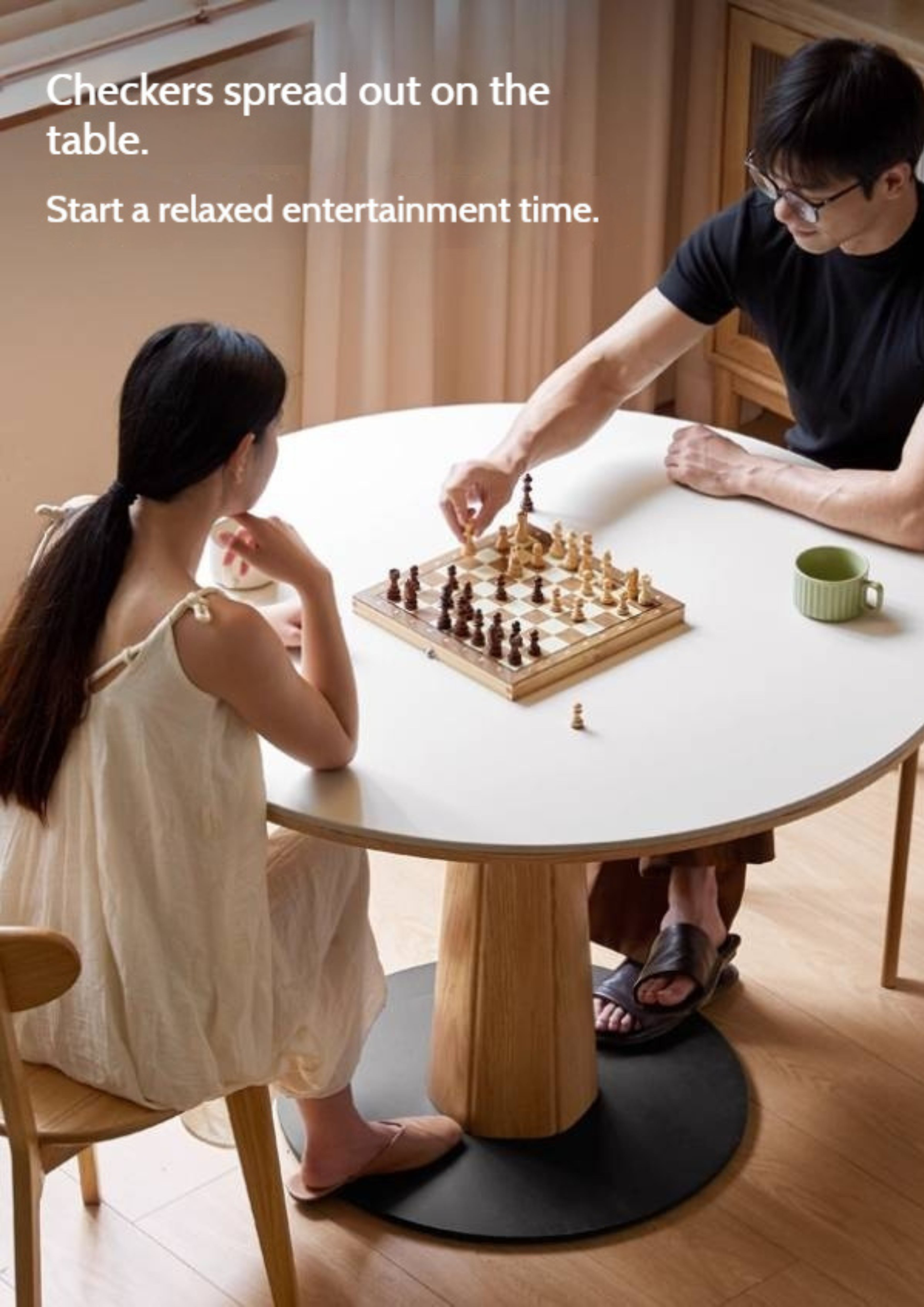 Oak Solid Wood Slab Round Dining Table