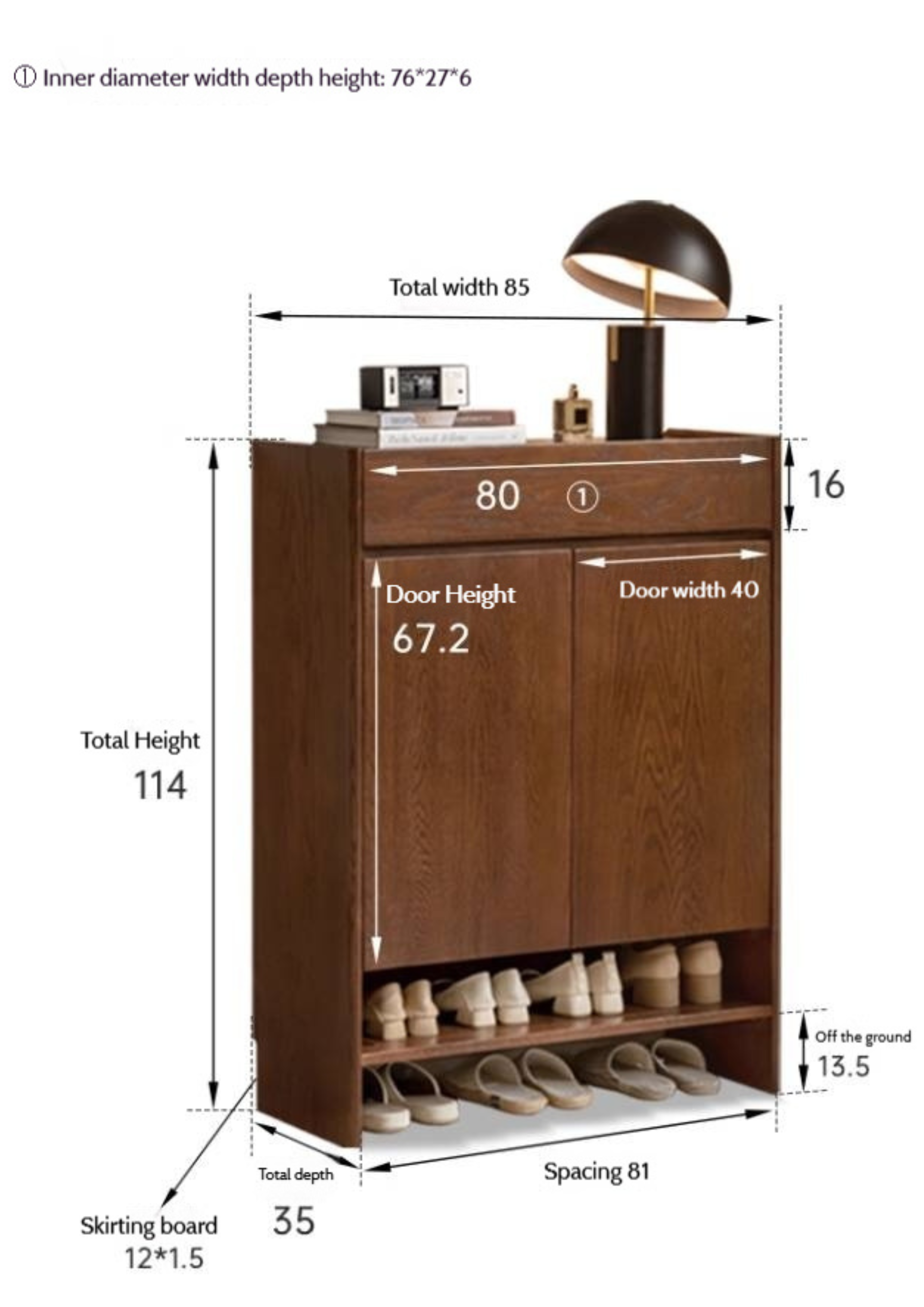 Oak Solid Wood Rock Plate Shoe Cabinet