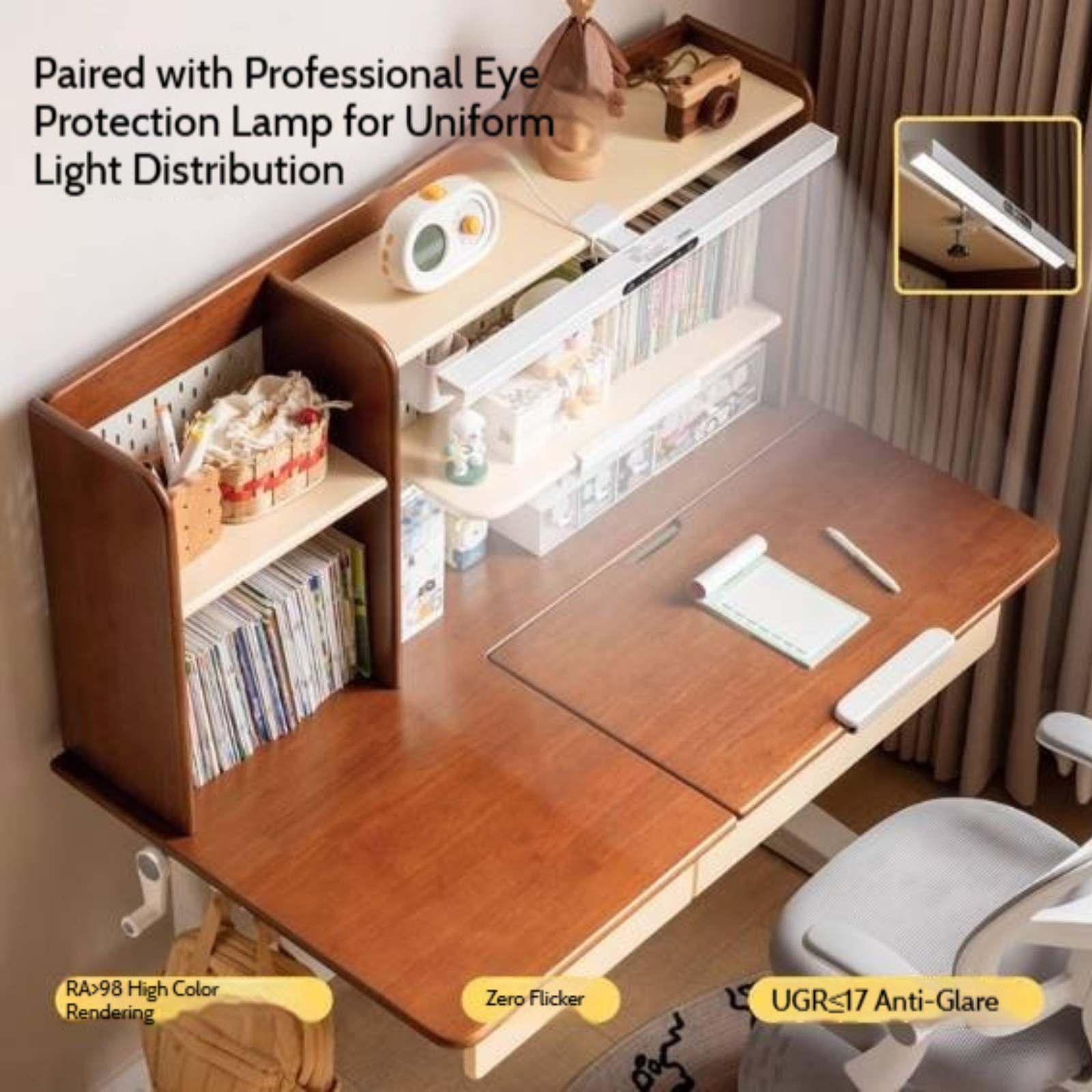 Solid Rubberwood Retro Style Children's Study Desk