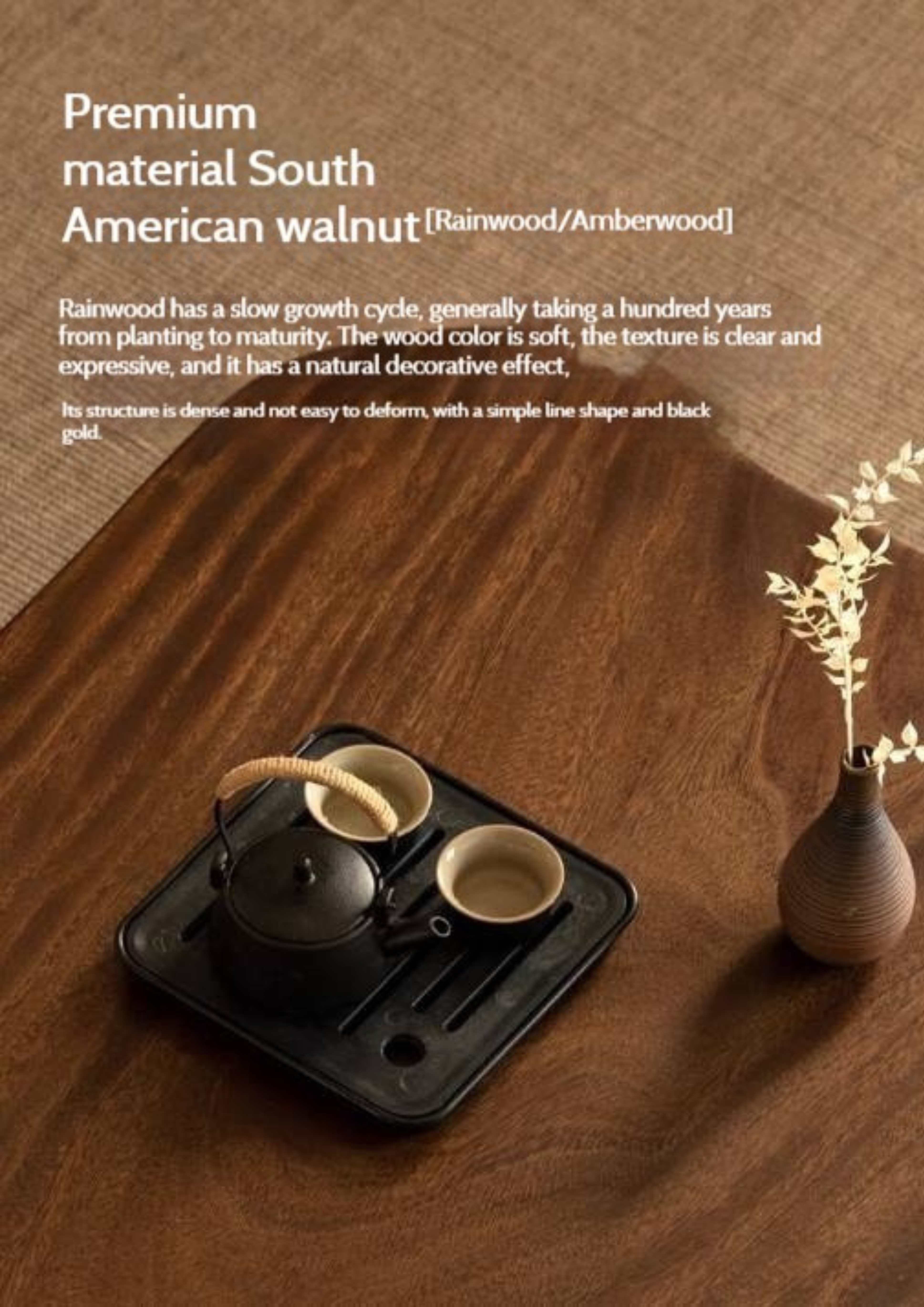 Black Walnut Solid Wood Natural Edge Tea Table