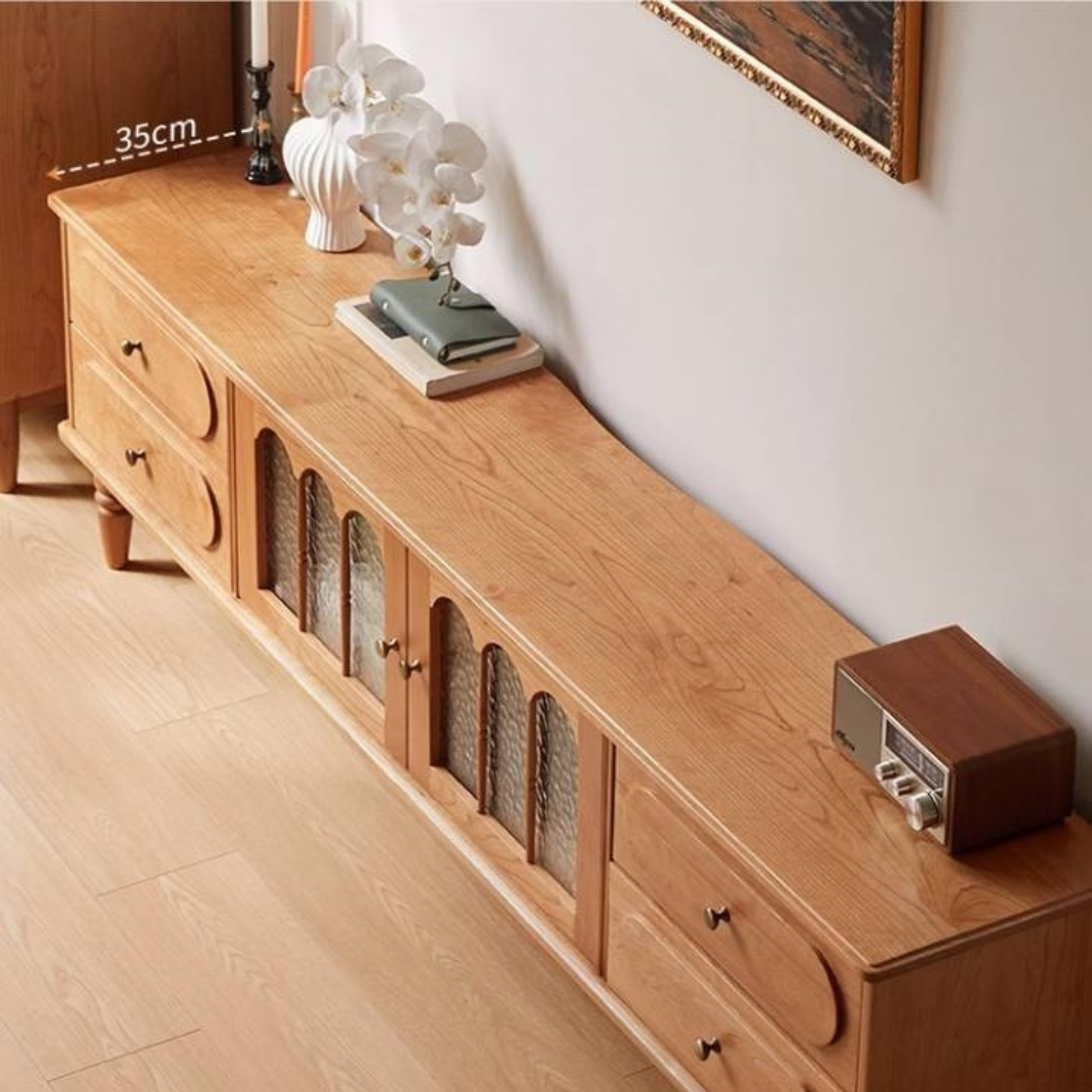 Cherry Solid Wood Style French Retro TV Stand