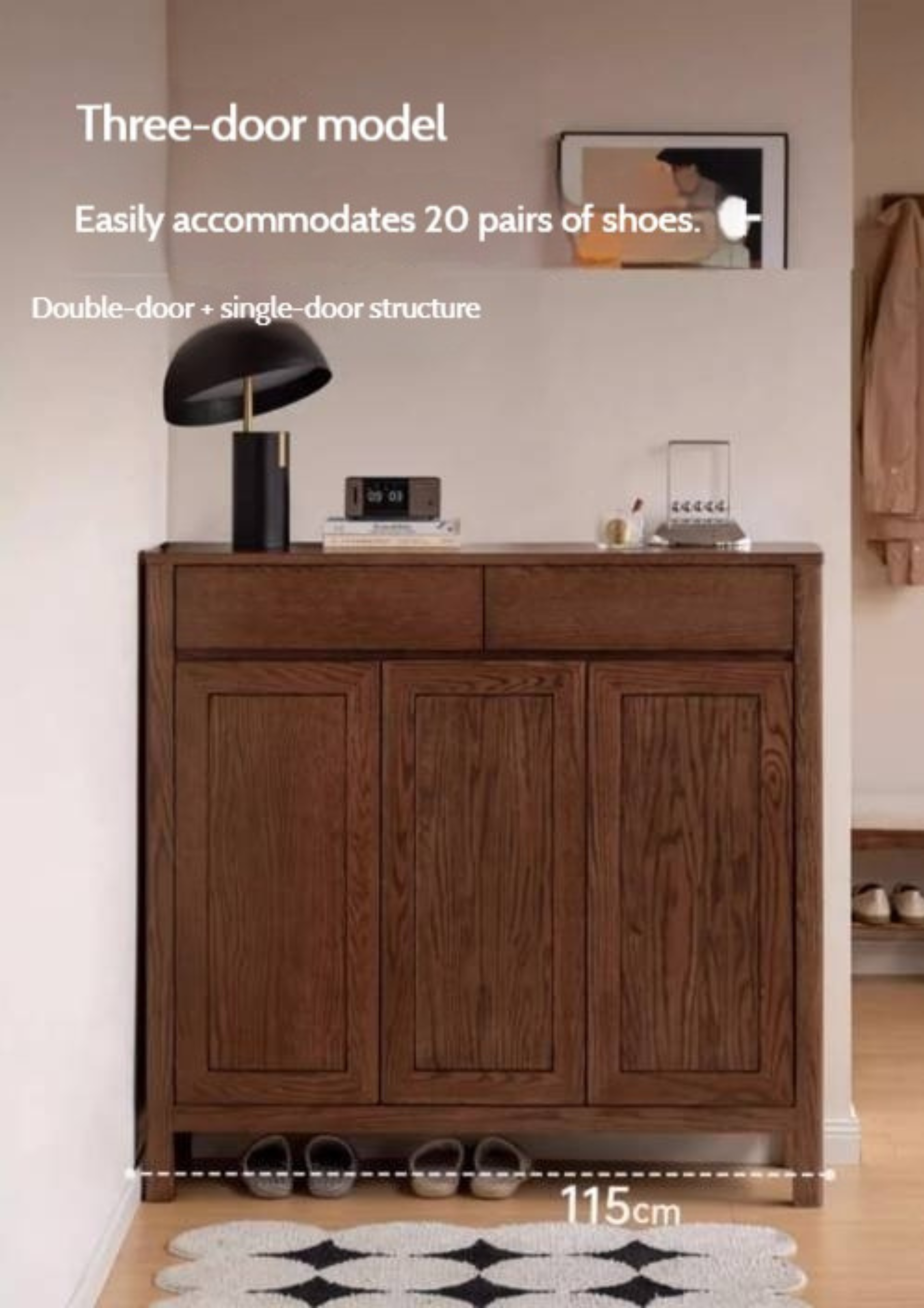 Ash Solid Wood Large Capacity Shoe Cabinet