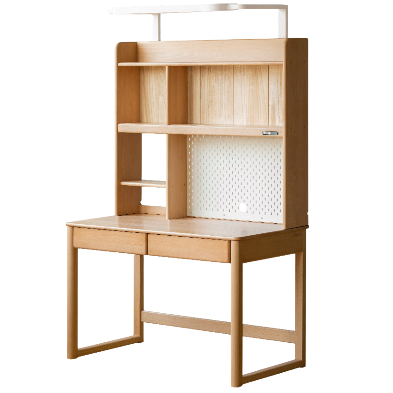 Beech Solid Wood Children's Study Desk Bookshelf Integrated