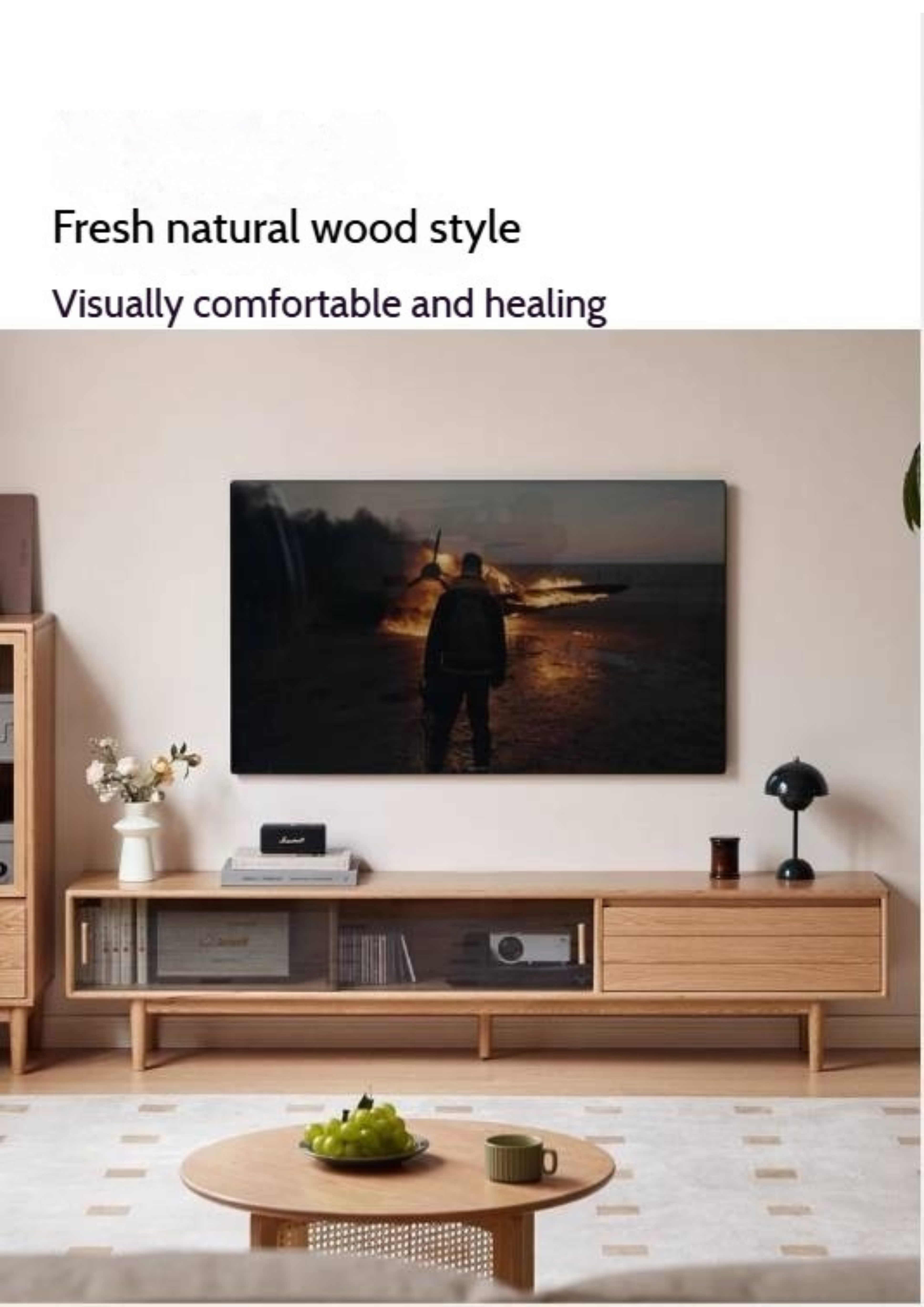 Oak Solid Wood Modern TV Cabinet