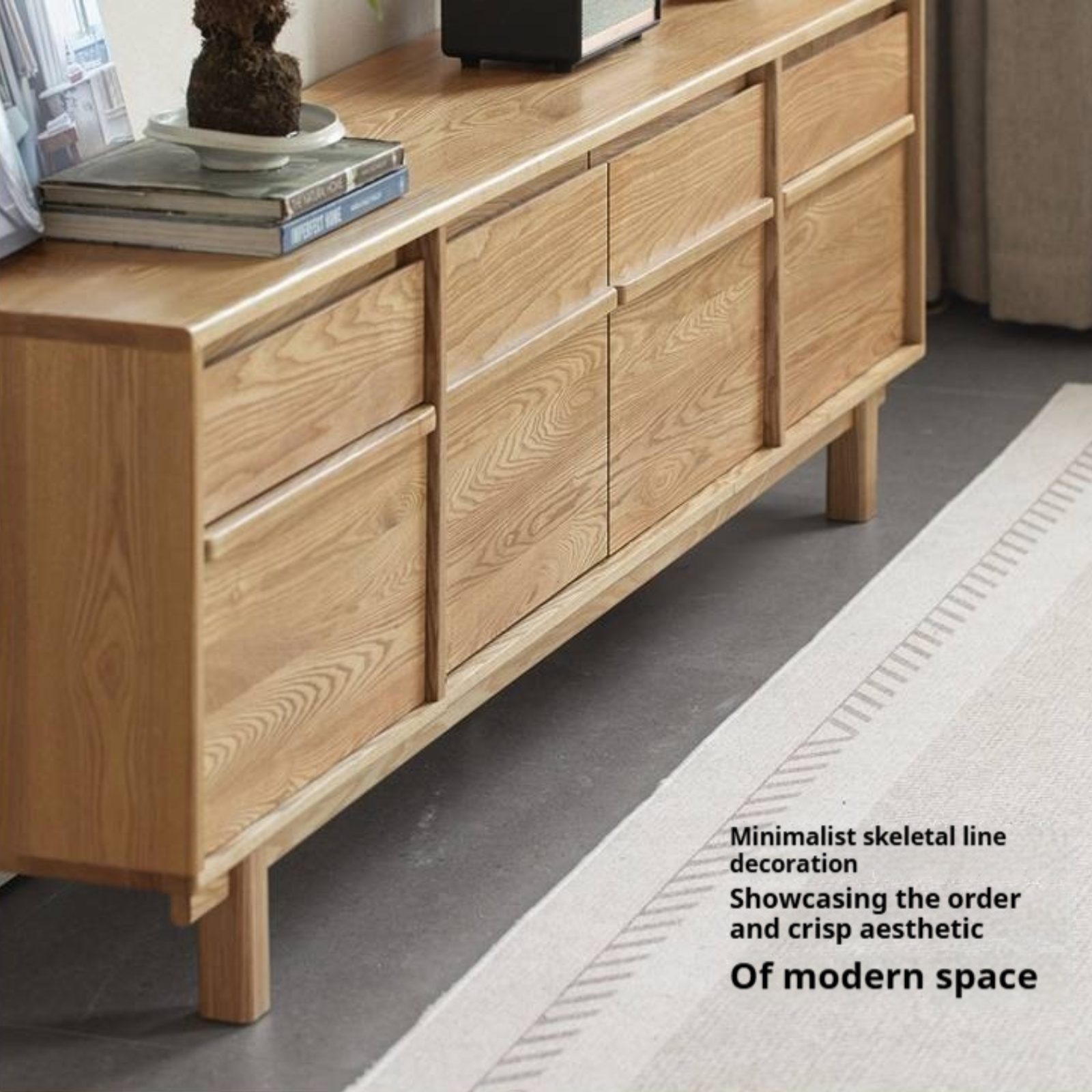 Ash Solid Wood Wabi-Sabi Style TV Cabinet