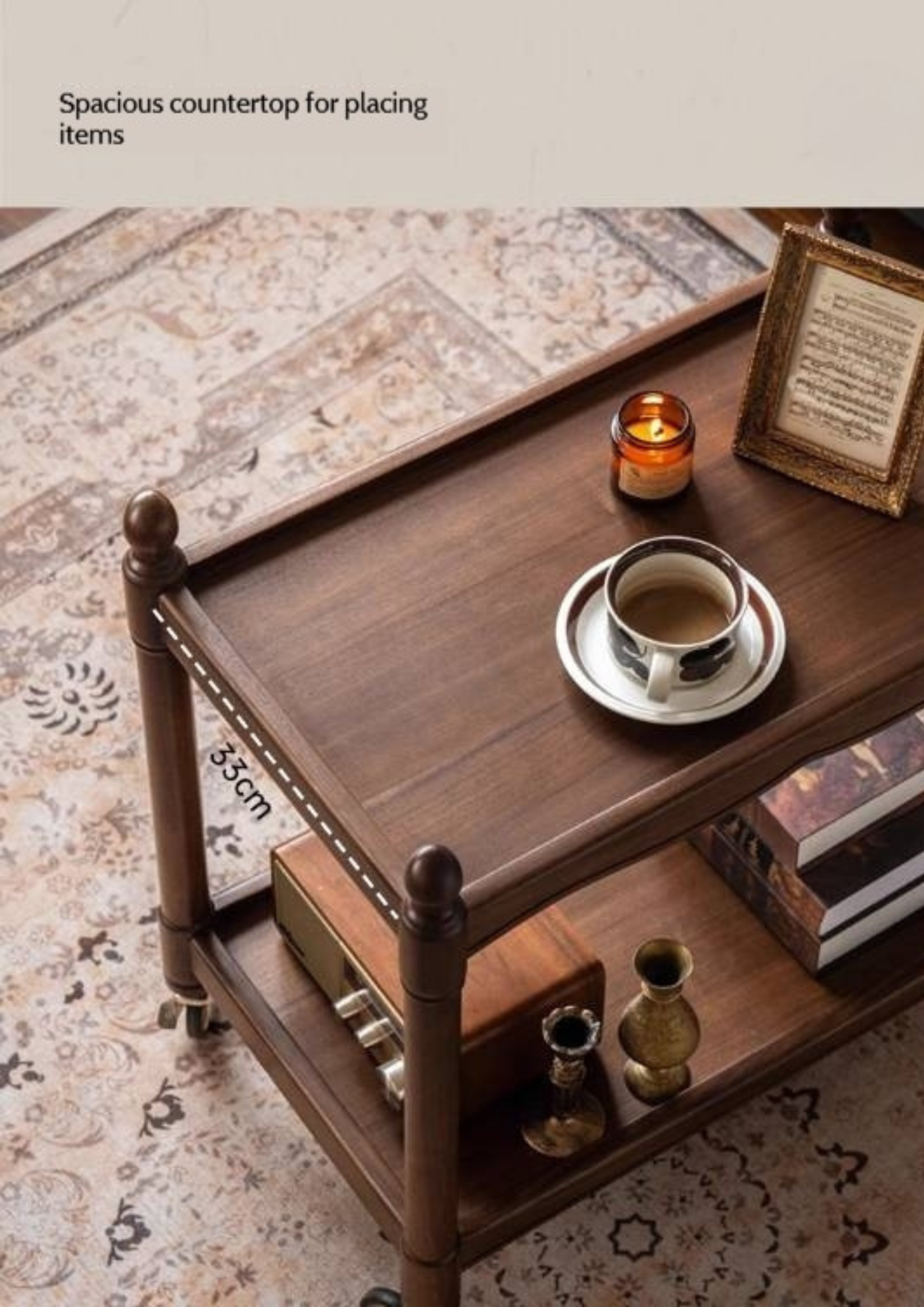 Black Walnut Solid Wood American Retro Mobile Side Table