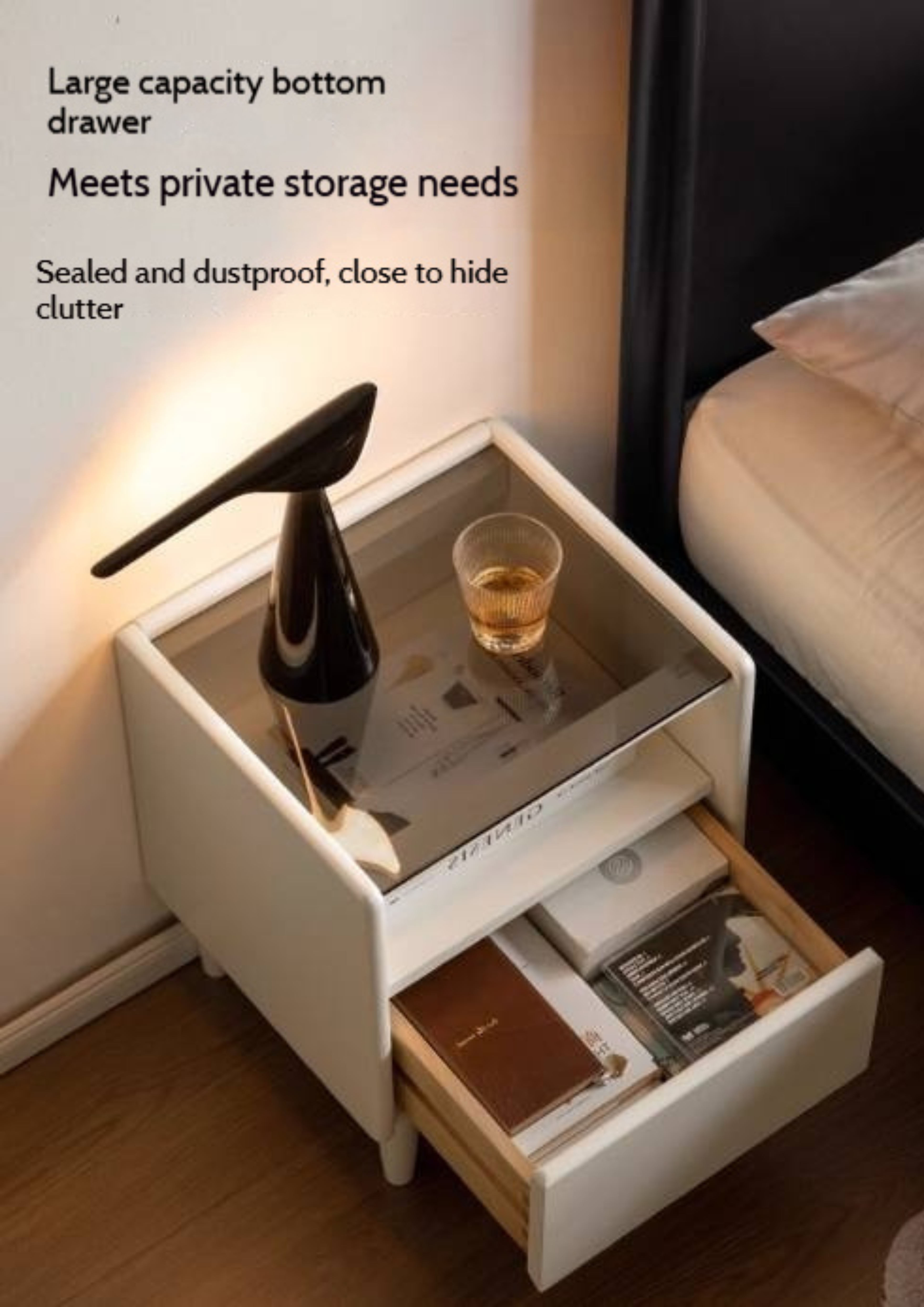 Solid Rubberwood Modern Nightstand