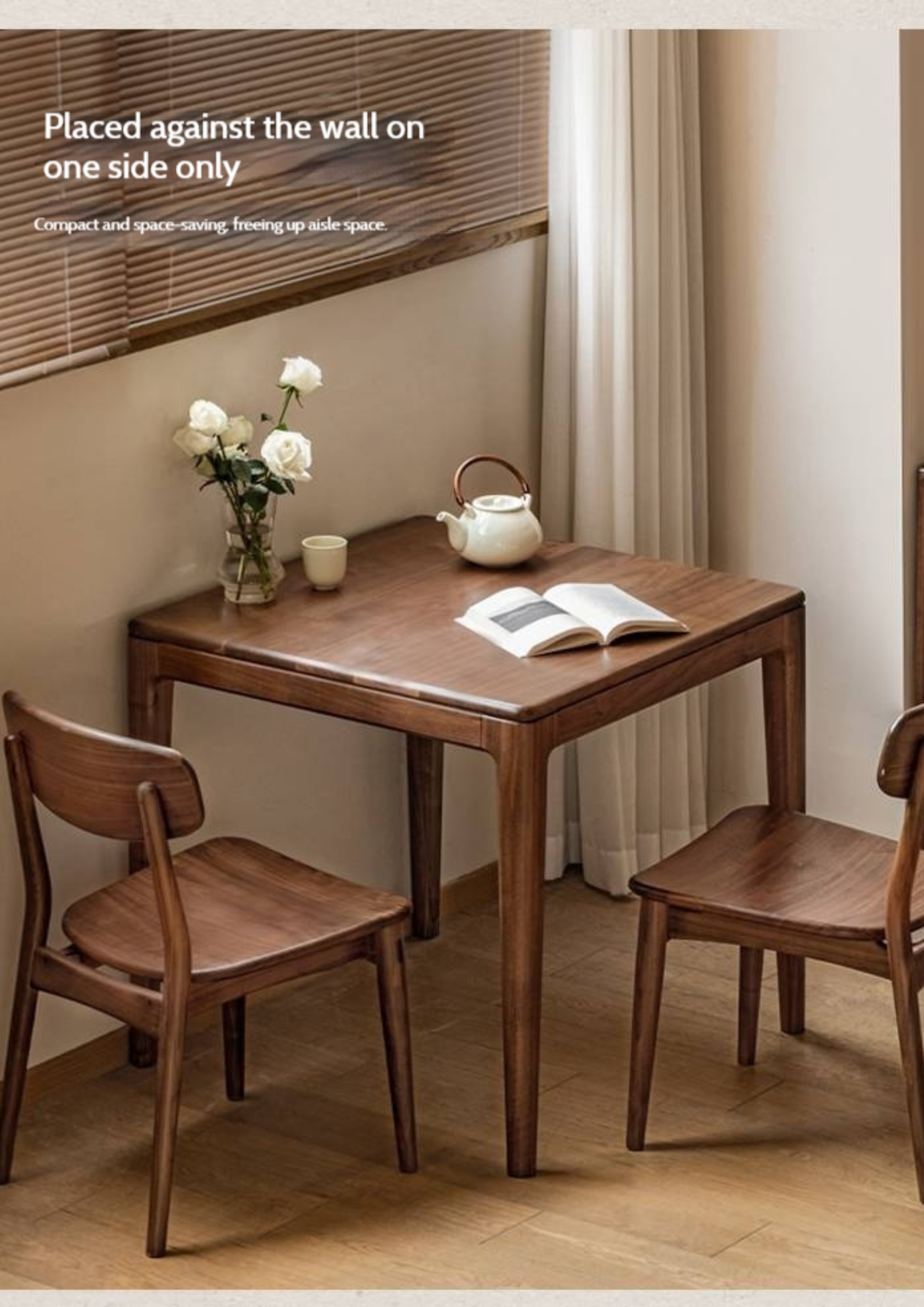 Black Walnut, Oak Solid Wood Modern Rock Board Dining Table